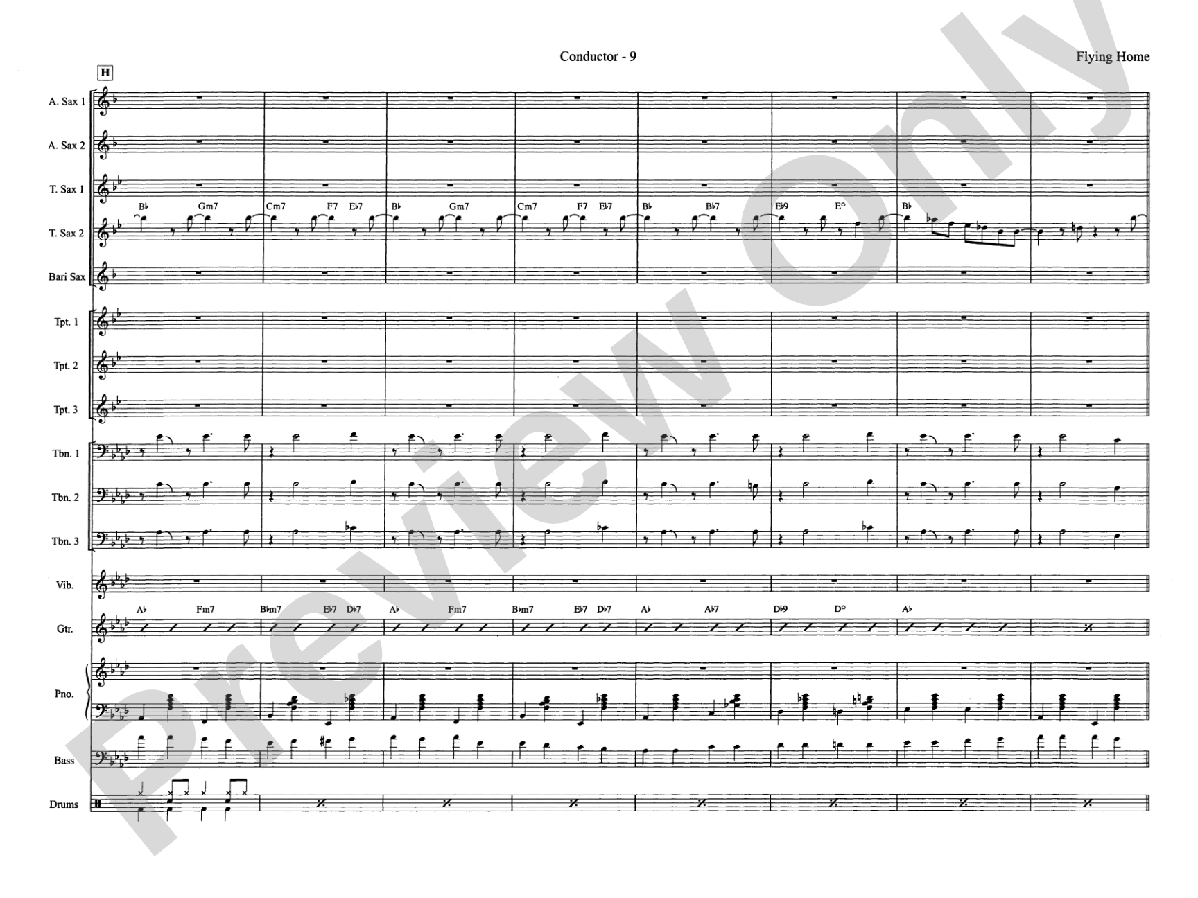 Flying Home: Jazz Ensemble Conductor Score & Parts