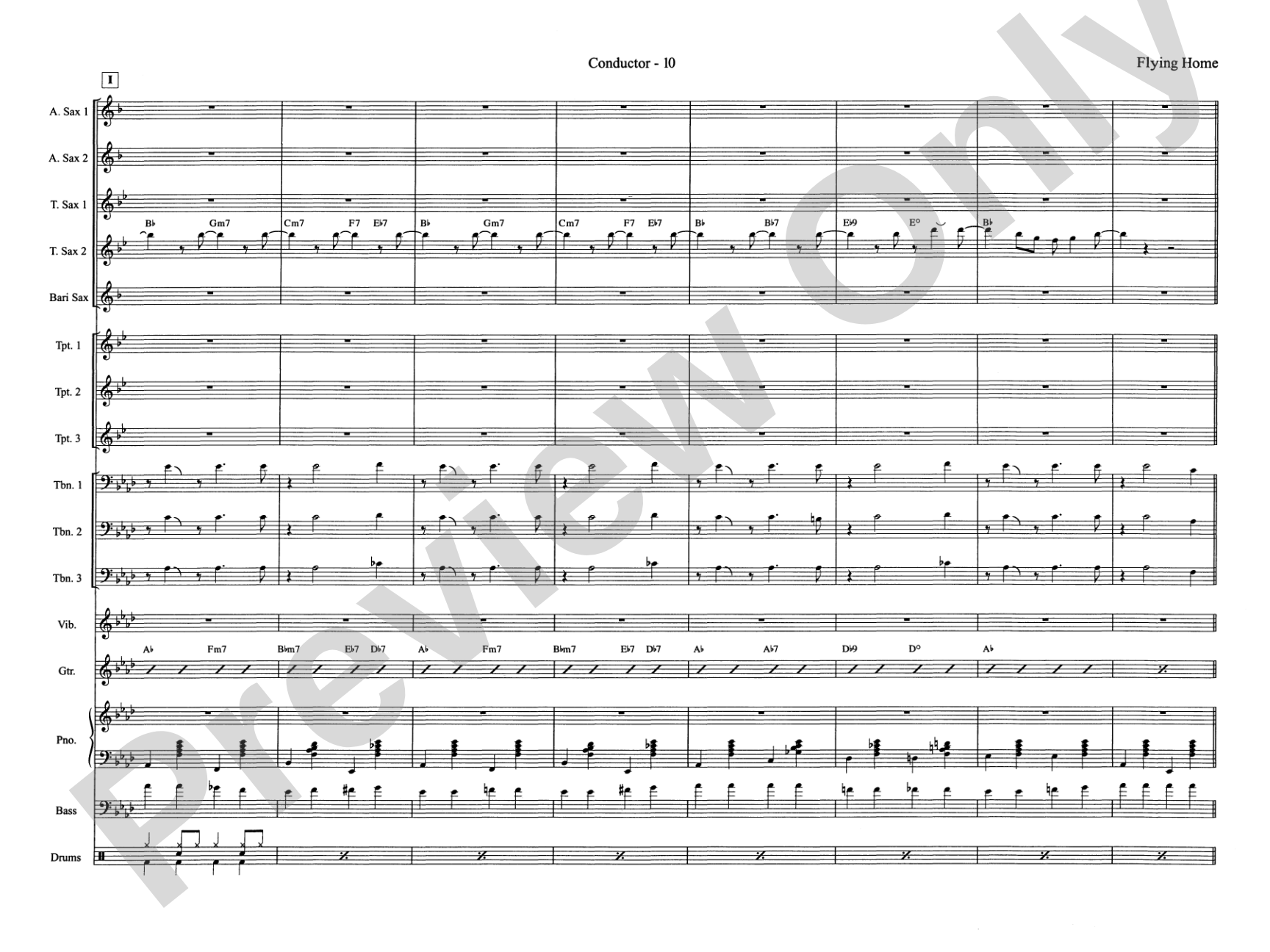 Flying Home: Jazz Ensemble Conductor Score & Parts