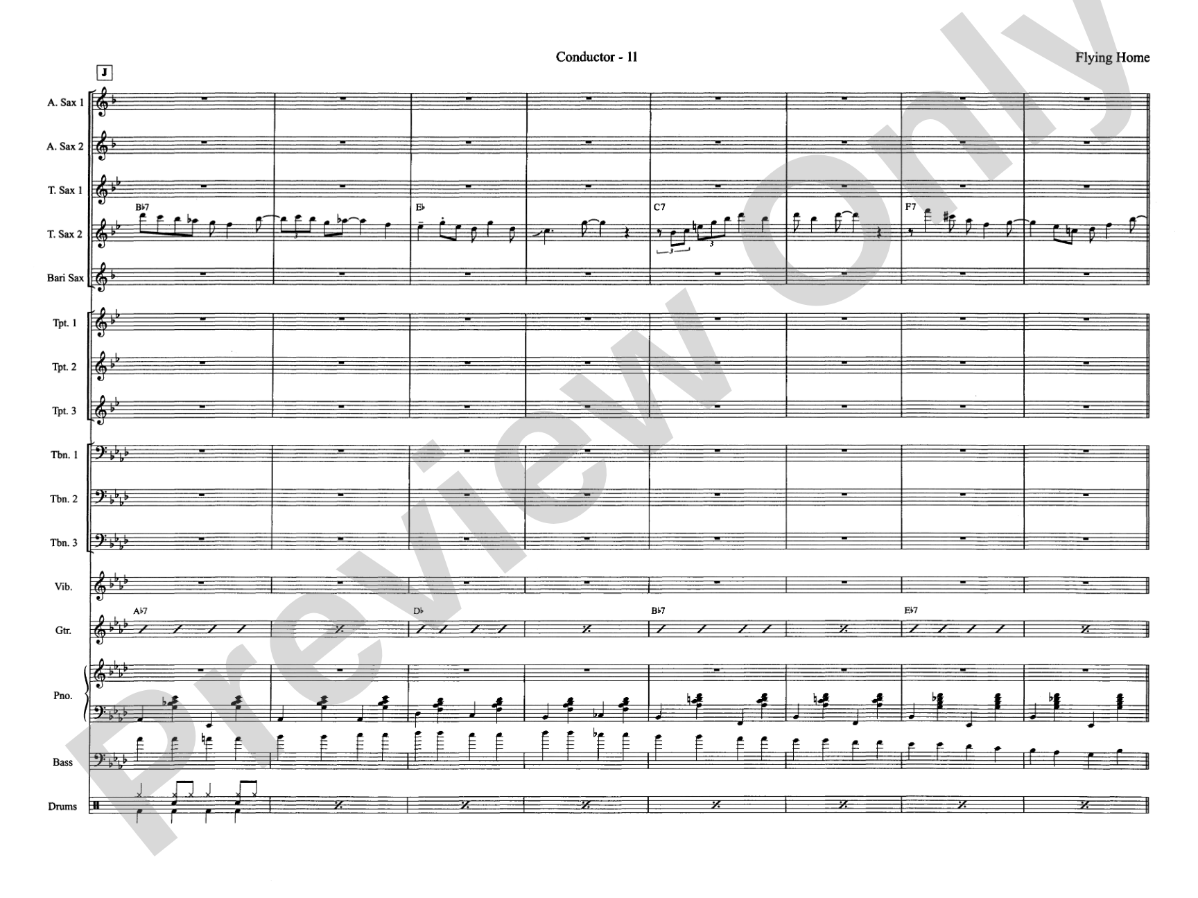 Flying Home: Jazz Ensemble Conductor Score & Parts