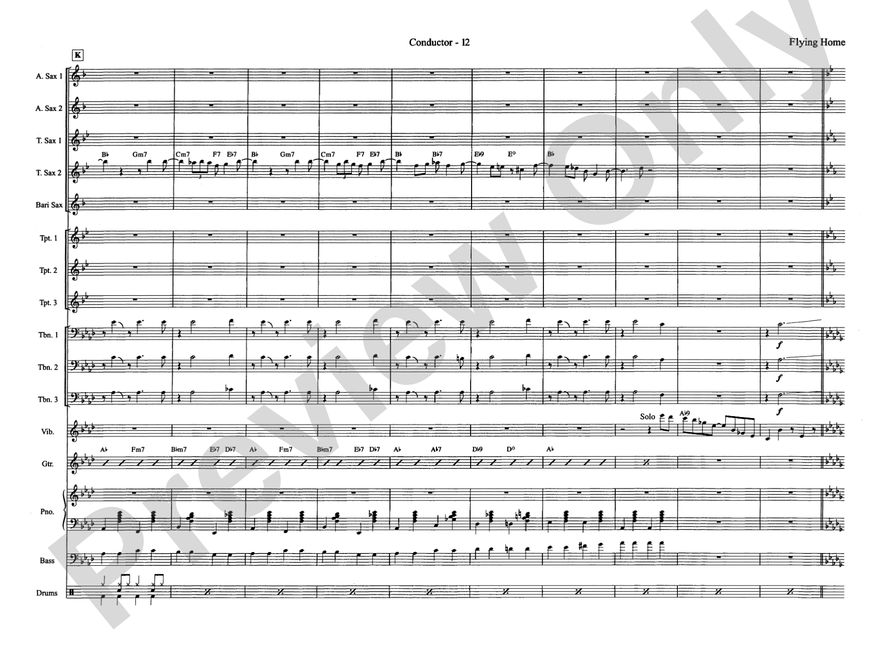 Flying Home: Jazz Ensemble Conductor Score & Parts