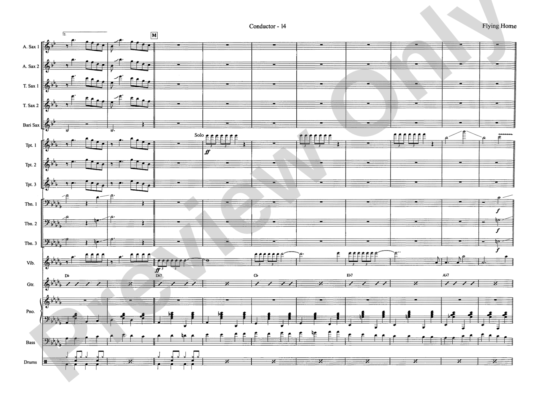 Flying Home: Jazz Ensemble Conductor Score & Parts
