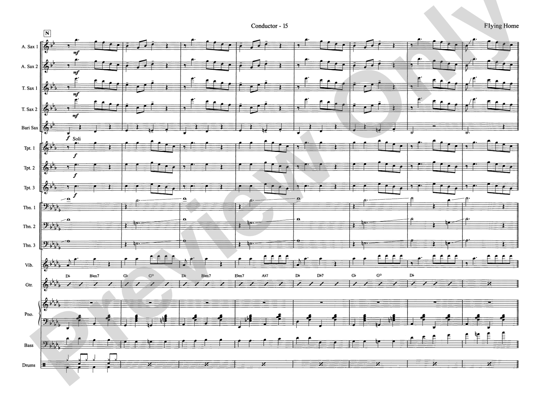 Flying Home: Jazz Ensemble Conductor Score & Parts