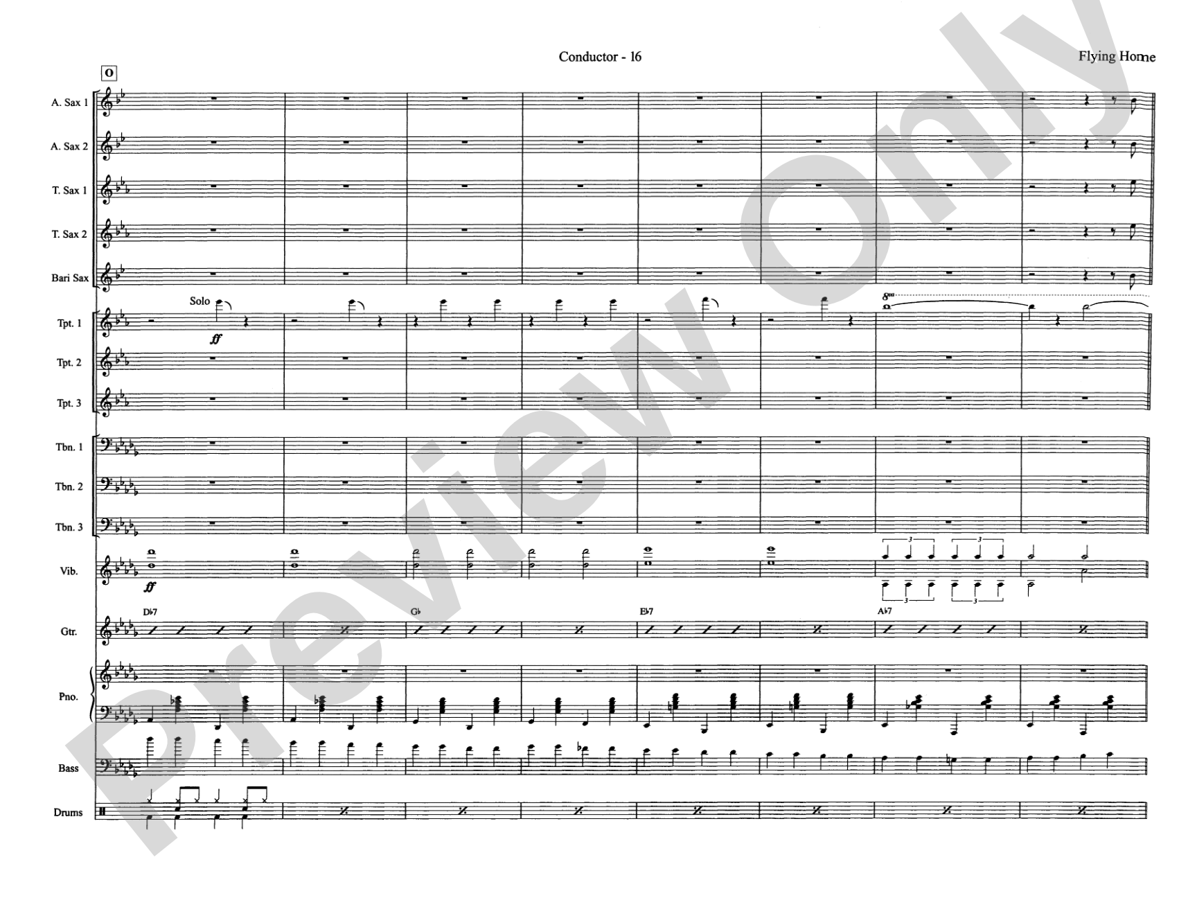 Flying Home: Jazz Ensemble Conductor Score & Parts