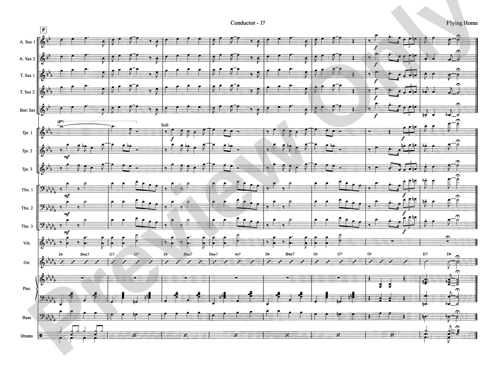 Flying Home: Jazz Ensemble Conductor Score & Parts