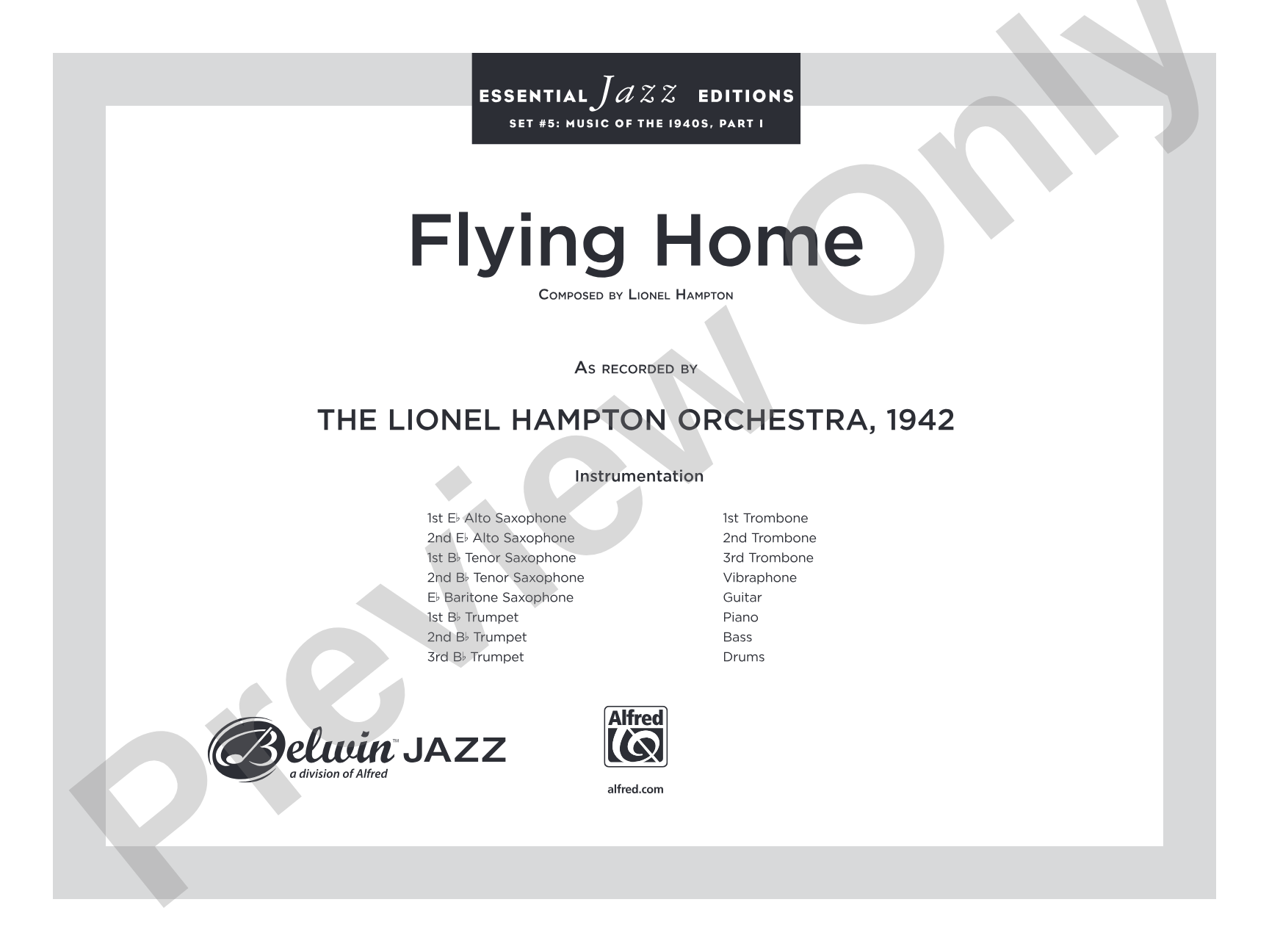 Flying Home: Jazz Ensemble Conductor Score & Parts