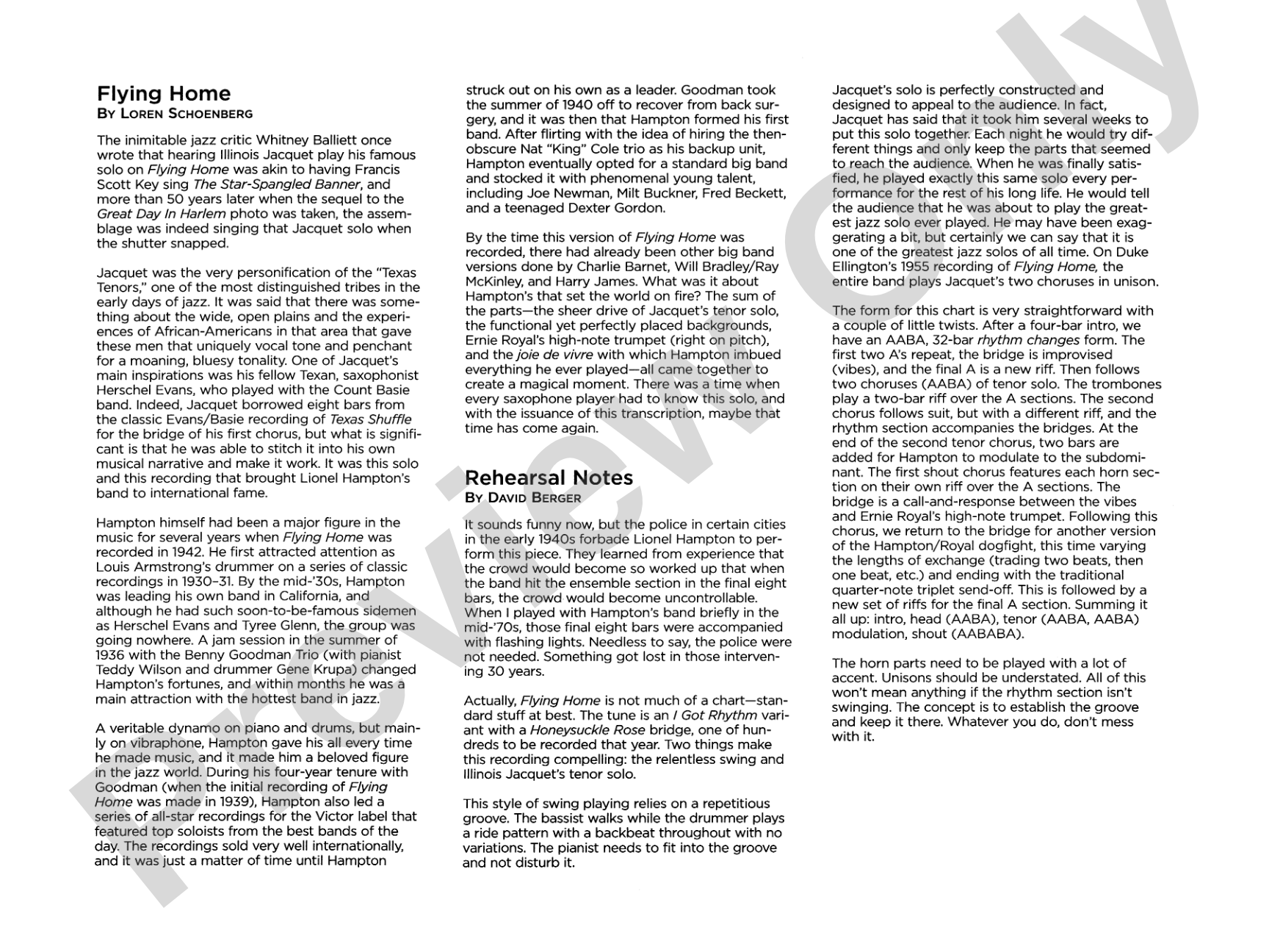 Flying Home: Jazz Ensemble Conductor Score & Parts