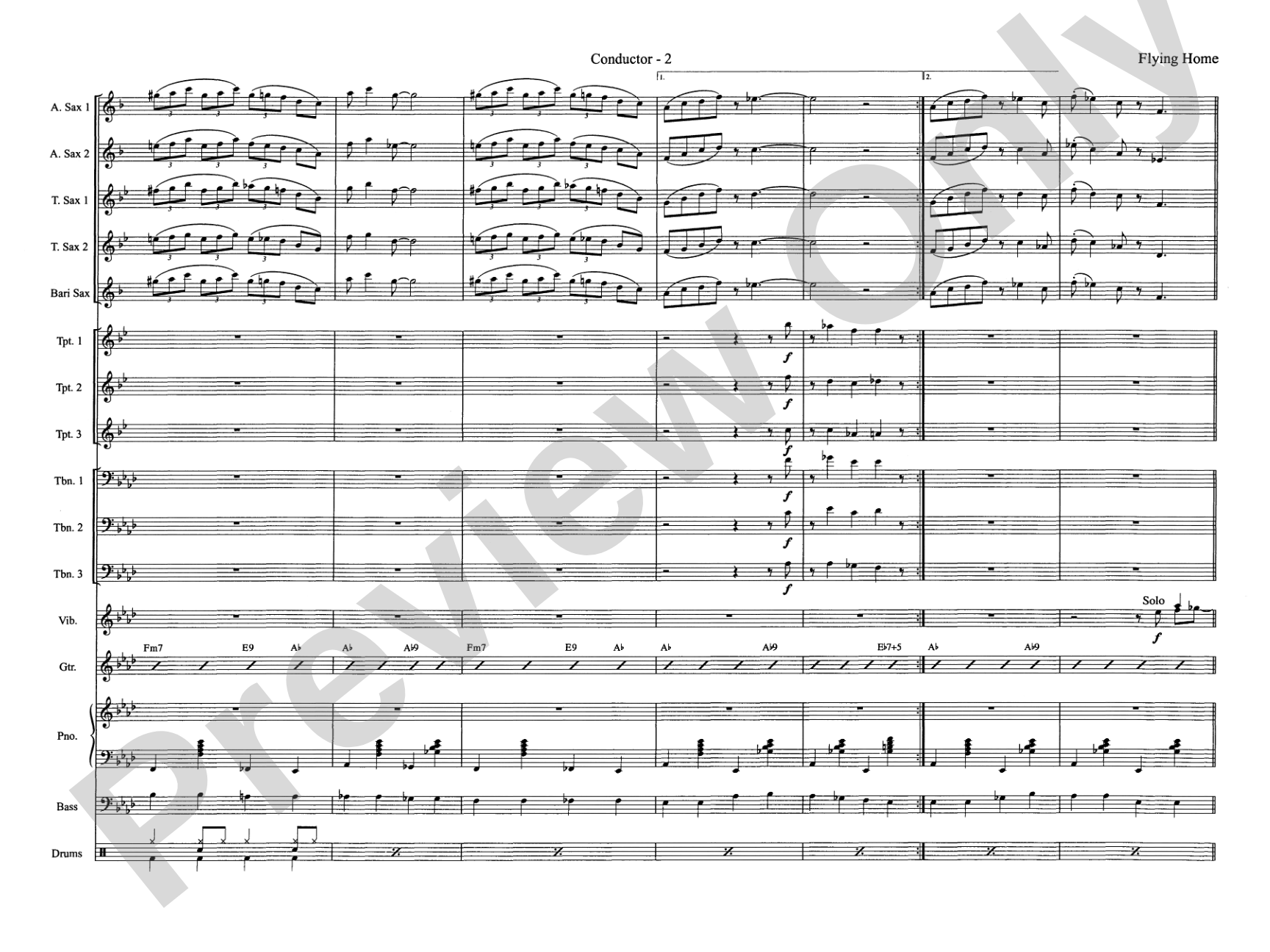 Flying Home: Jazz Ensemble Conductor Score & Parts