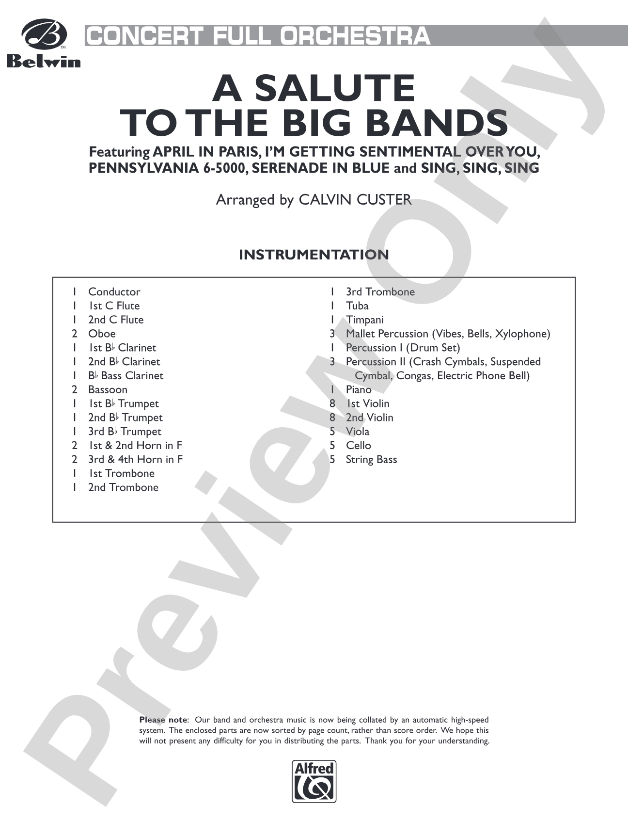 A Salute to the Big Bands: Full Orchestra Conductor Score & Parts