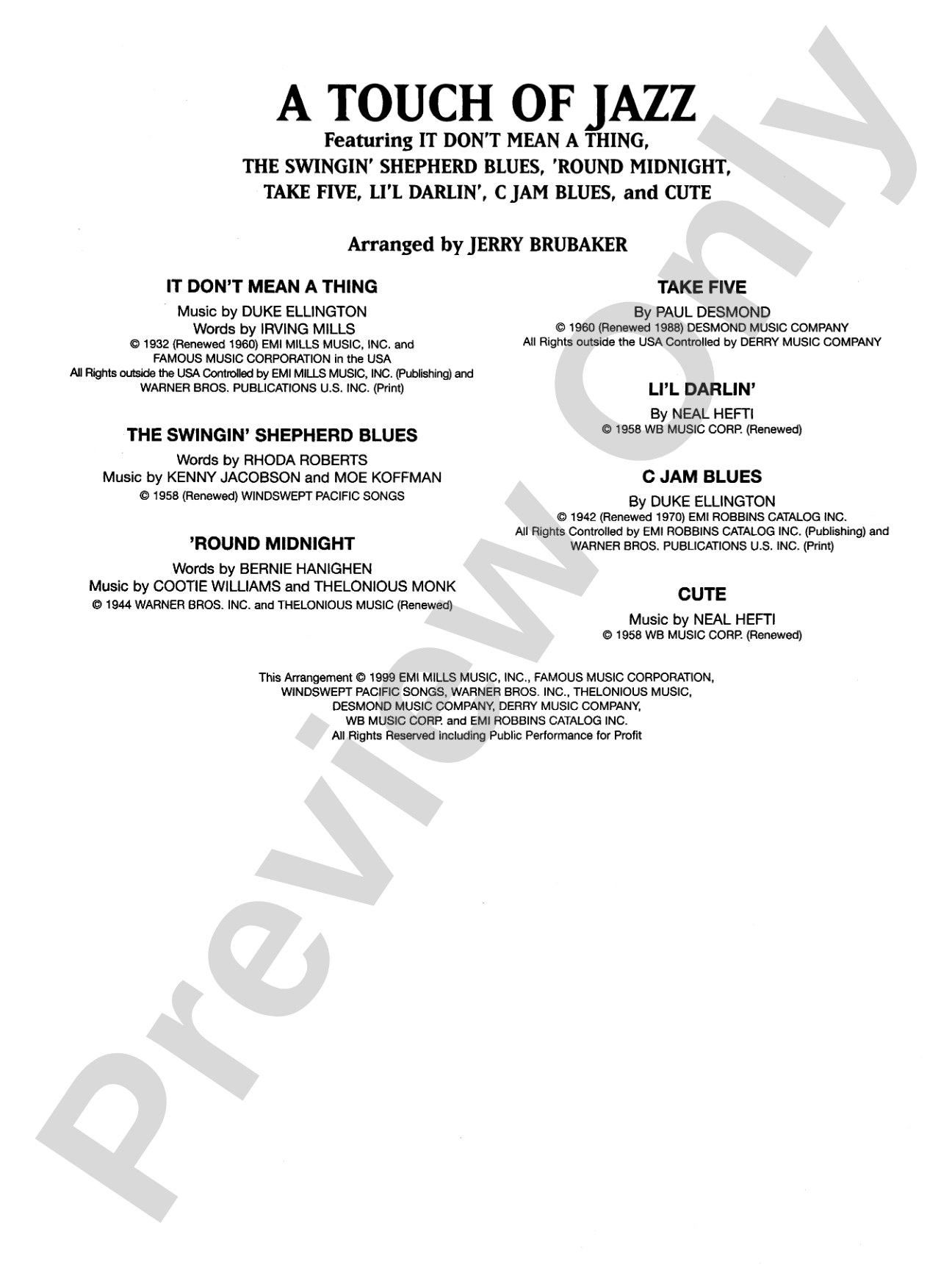 A Touch of Jazz: Full Orchestra Conductor Score & Parts