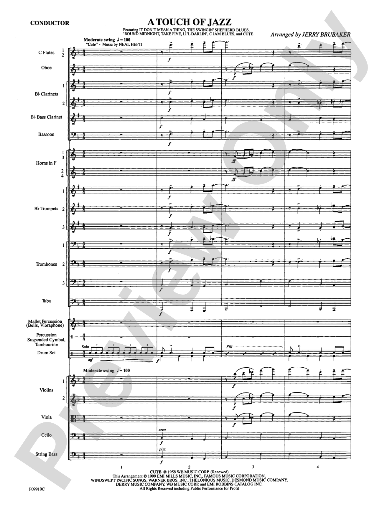 A Touch of Jazz: Full Orchestra Conductor Score & Parts