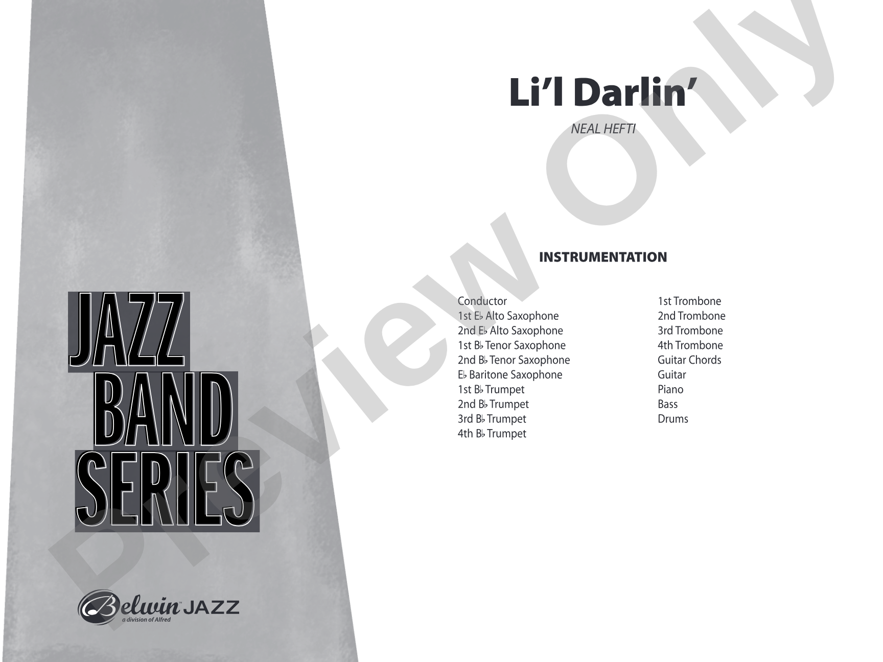 Li'l Darlin': Jazz Ensemble Conductor Score & Parts