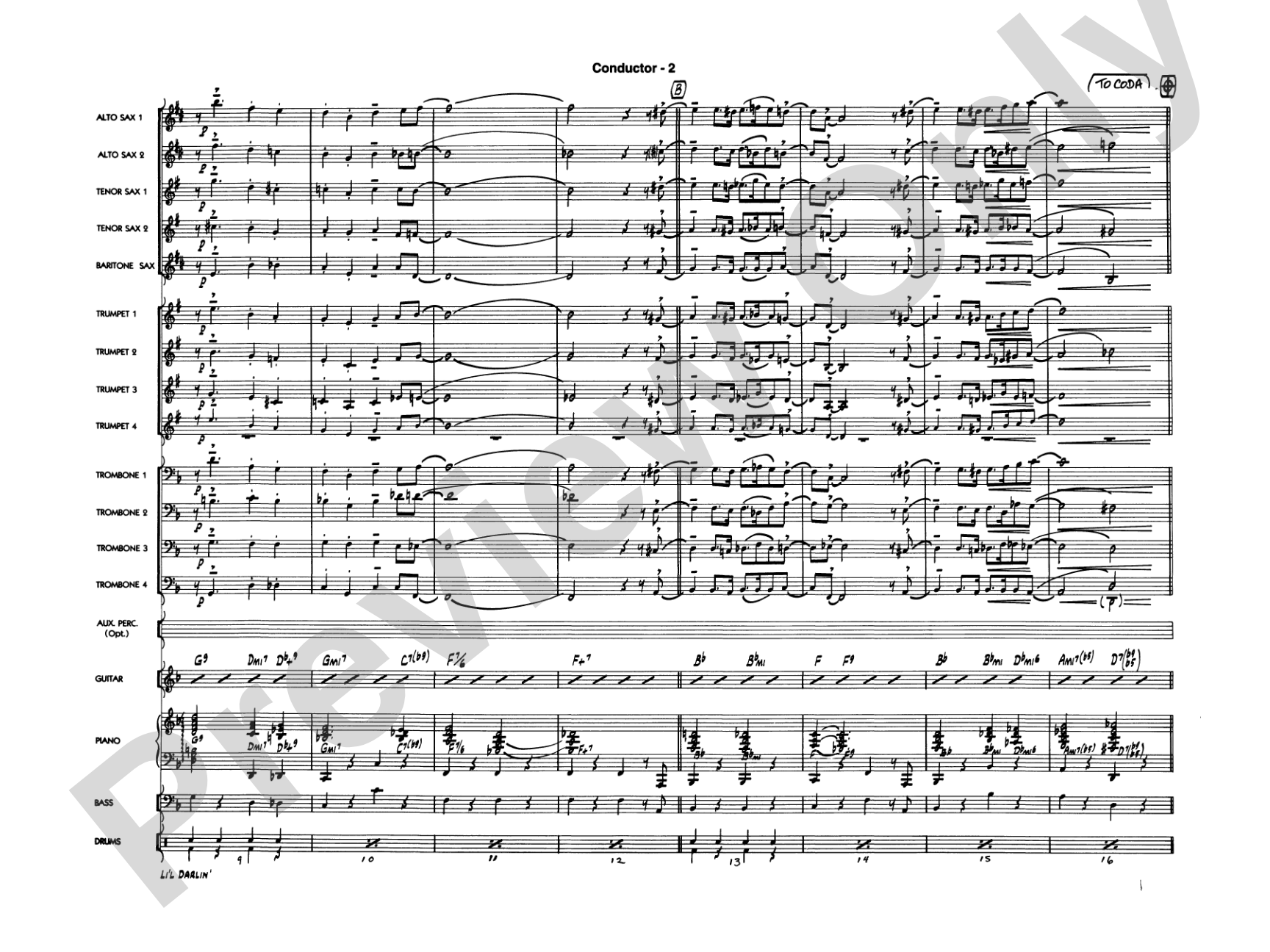 Li'l Darlin': Jazz Ensemble Conductor Score & Parts