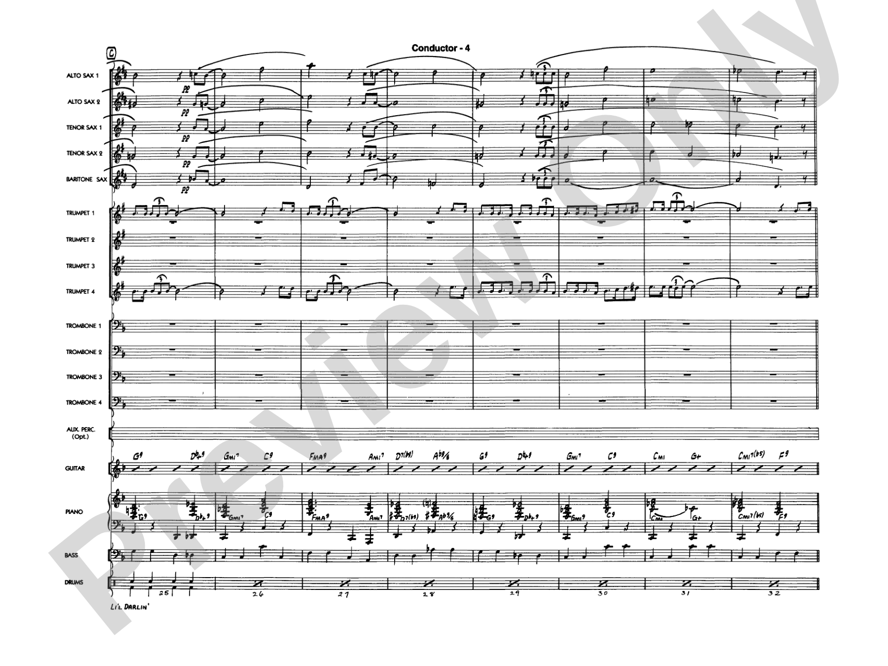 Li'l Darlin': Jazz Ensemble Conductor Score & Parts