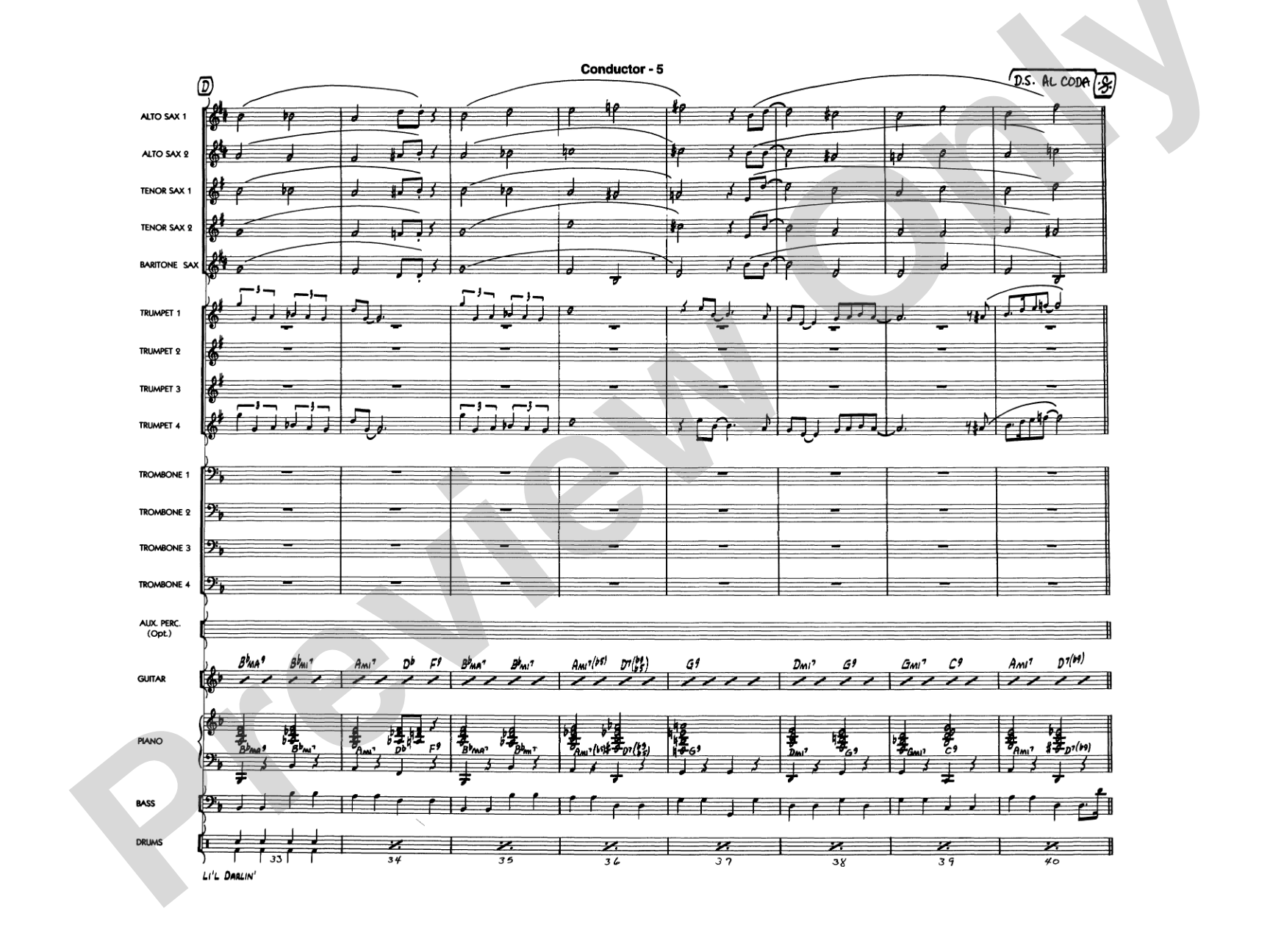 Li'l Darlin': Jazz Ensemble Conductor Score & Parts