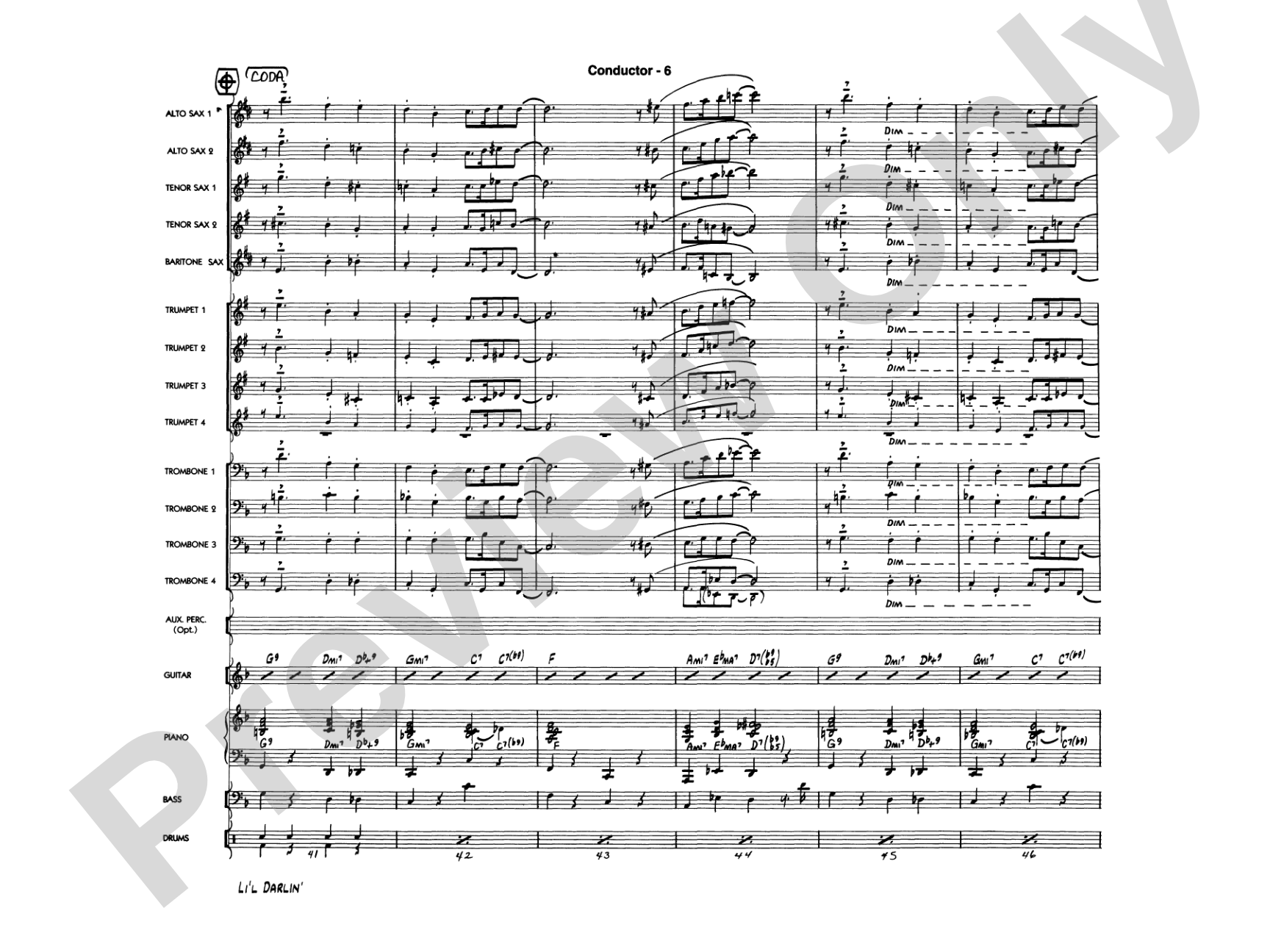 Li'l Darlin': Jazz Ensemble Conductor Score & Parts