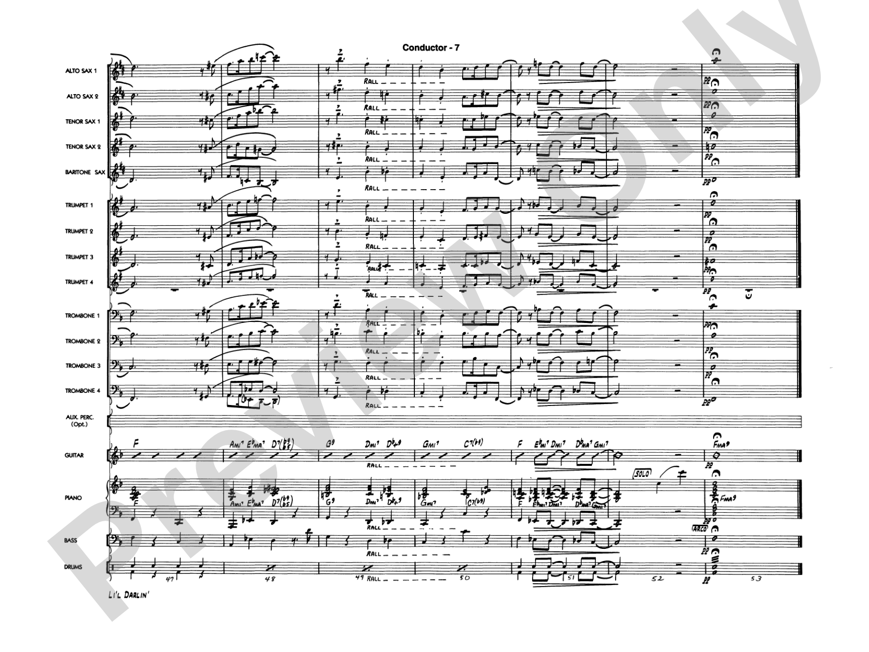 Li'l Darlin': Jazz Ensemble Conductor Score & Parts