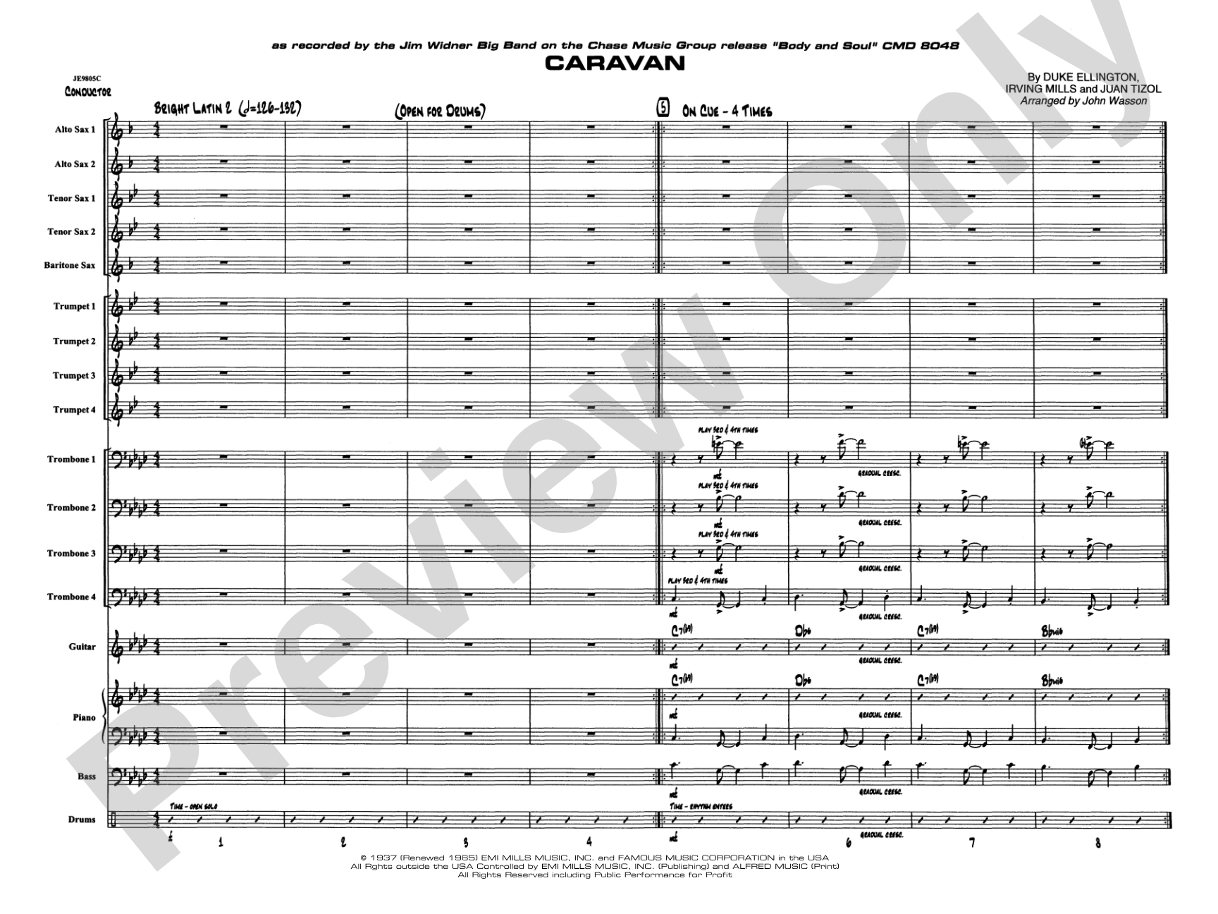 Caravan: Jazz Ensemble Conductor Score & Parts