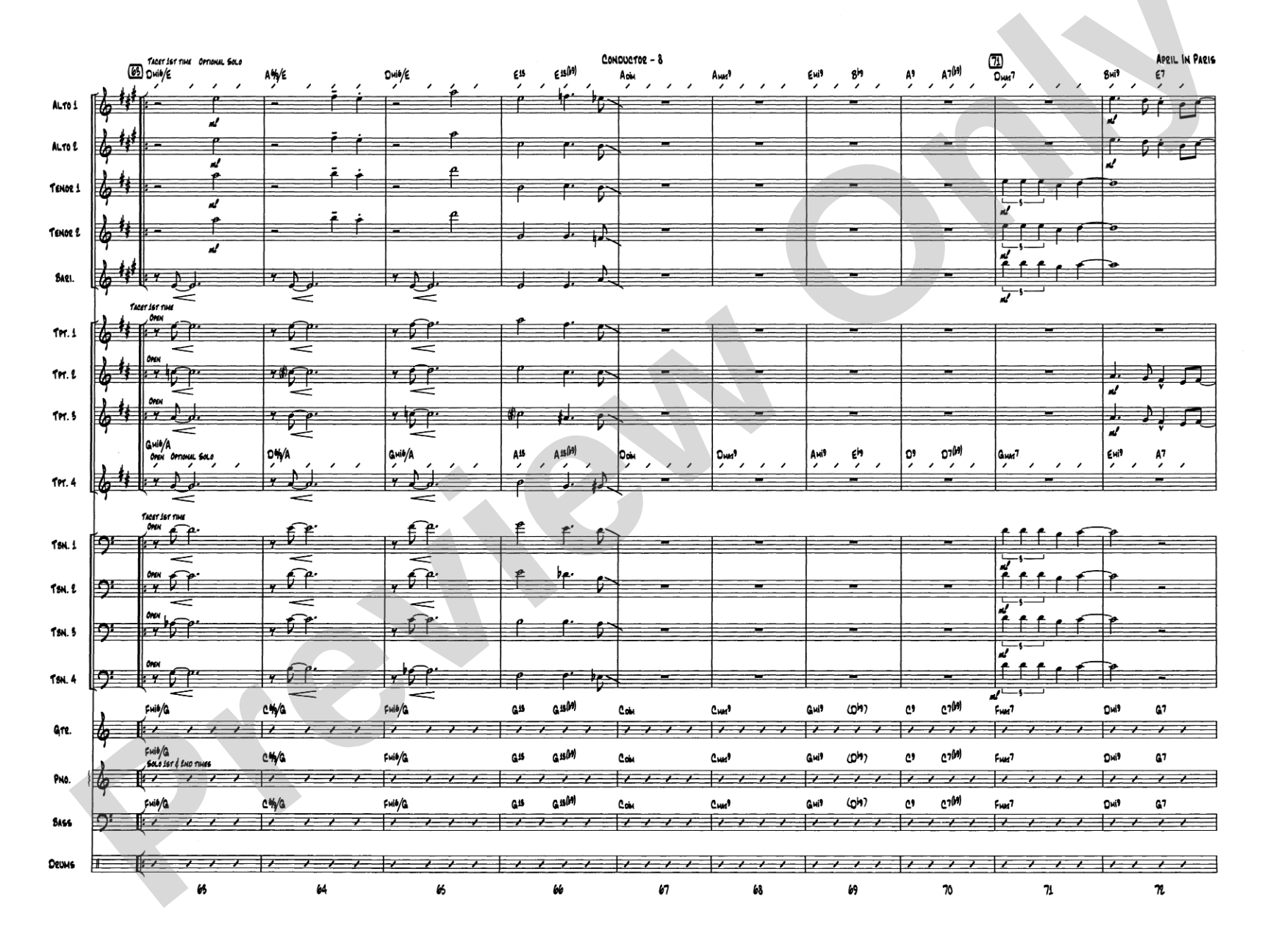 April in Paris: Score