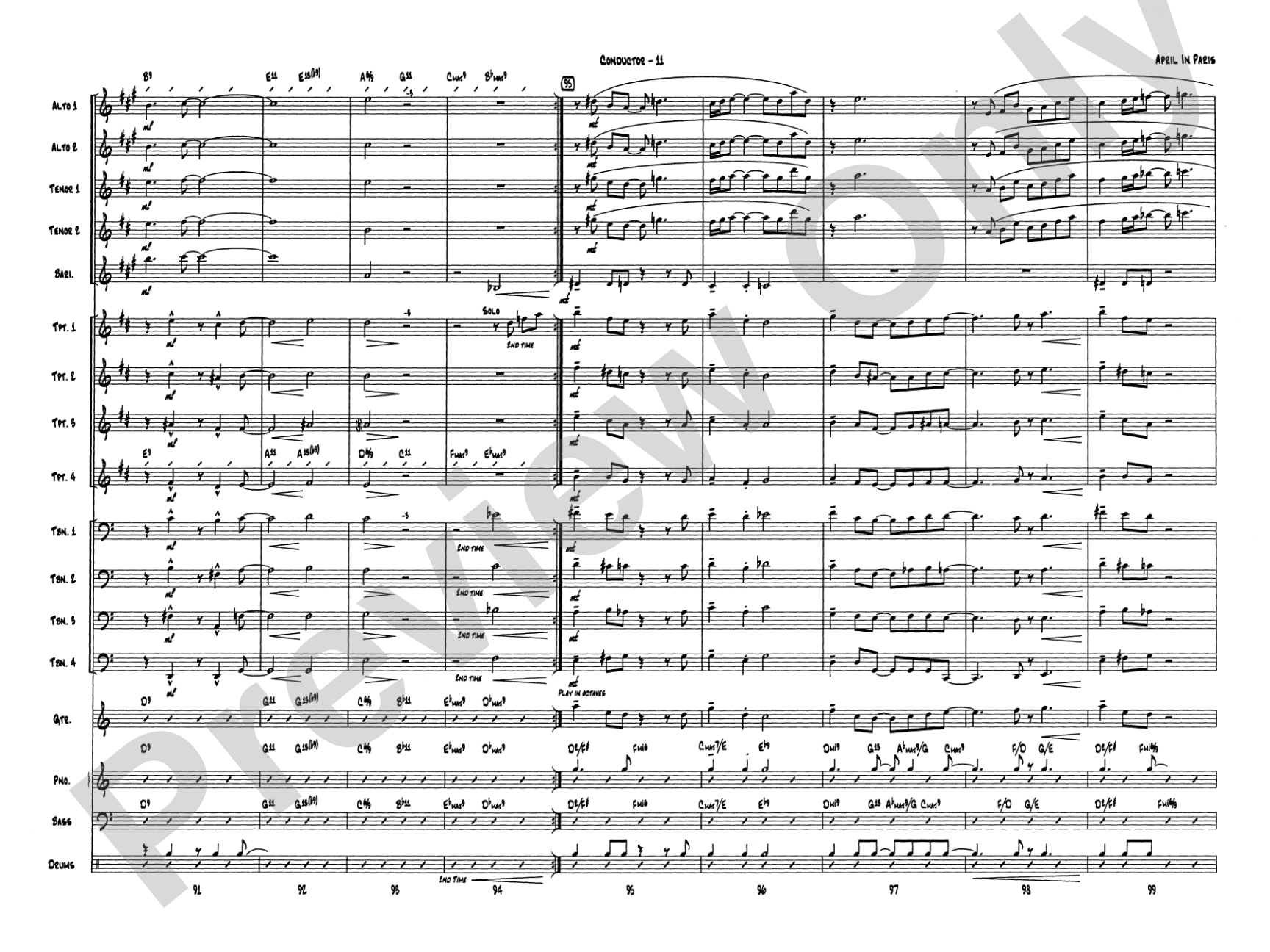 April in Paris: Score