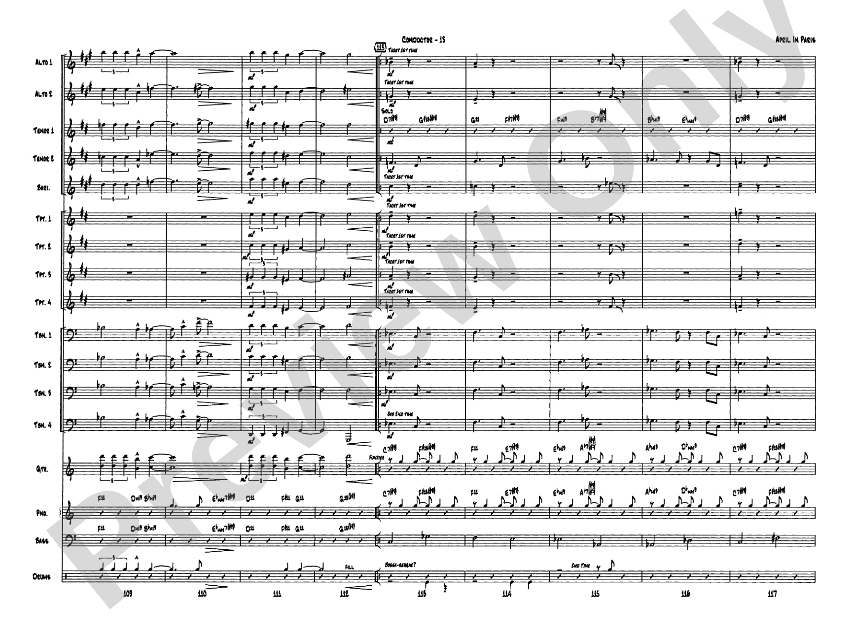 April in Paris: Score