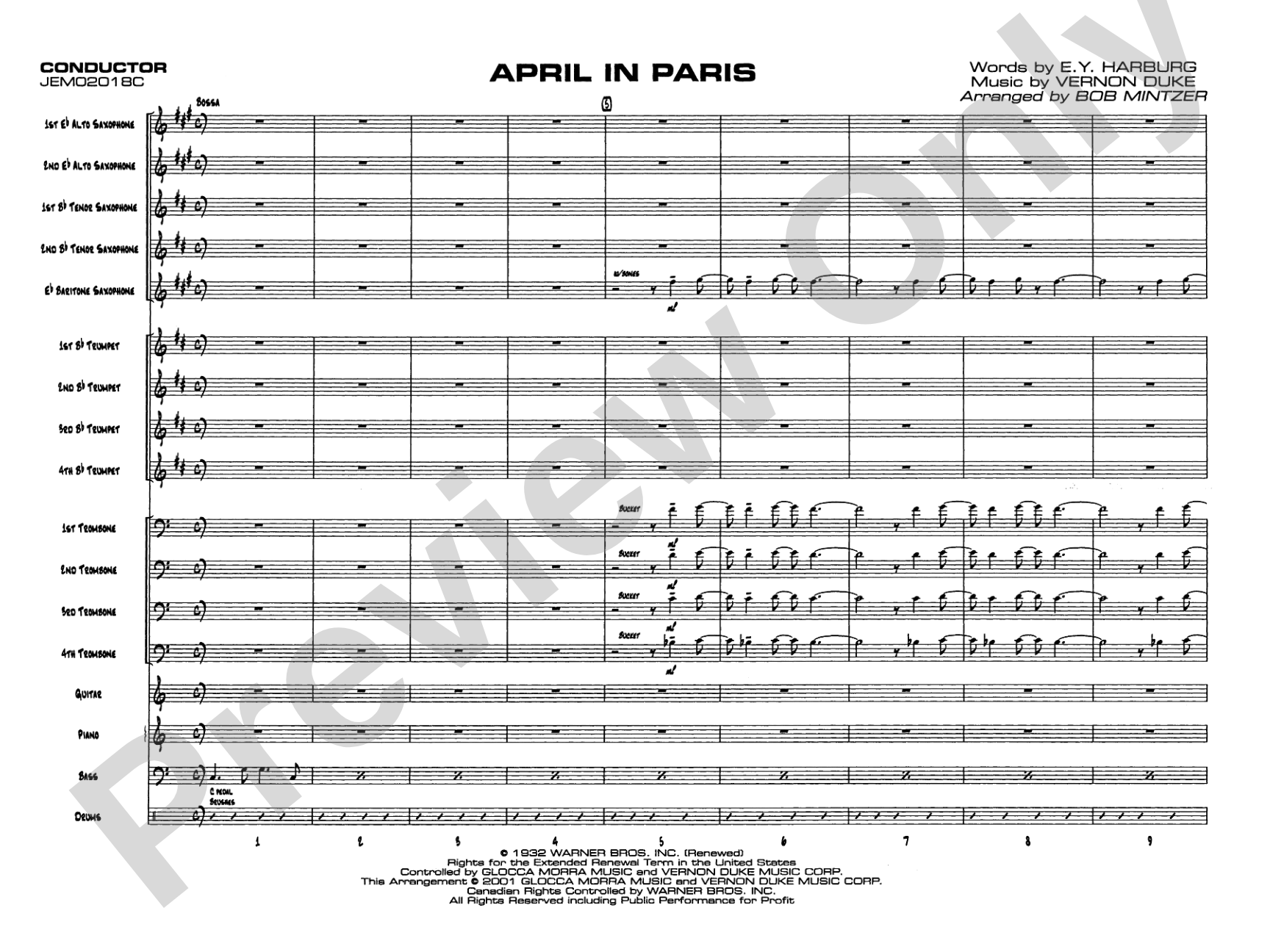 April in Paris: Score