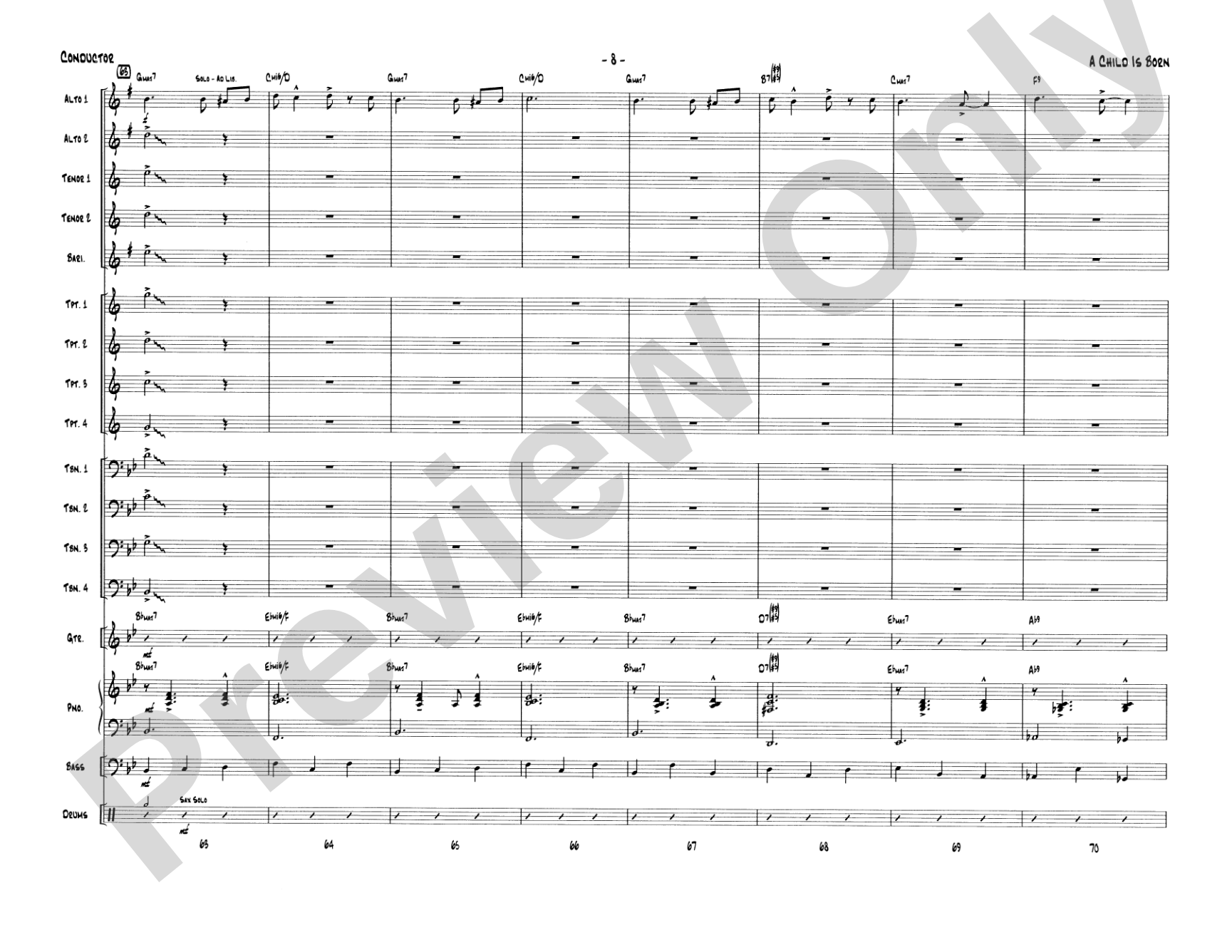 A Child Is Born: Jazz Ensemble Conductor Score & Parts