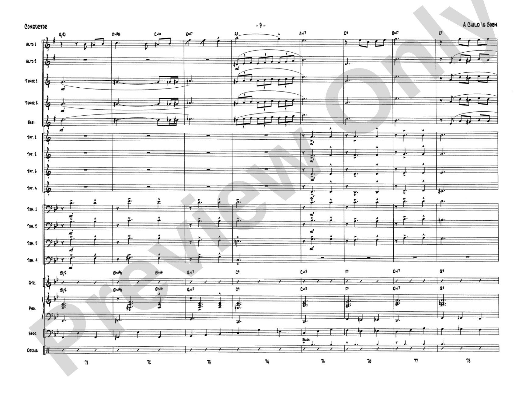 A Child Is Born: Jazz Ensemble Conductor Score & Parts