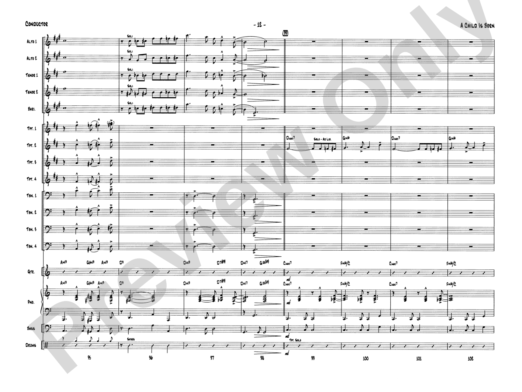 A Child Is Born: Jazz Ensemble Conductor Score & Parts