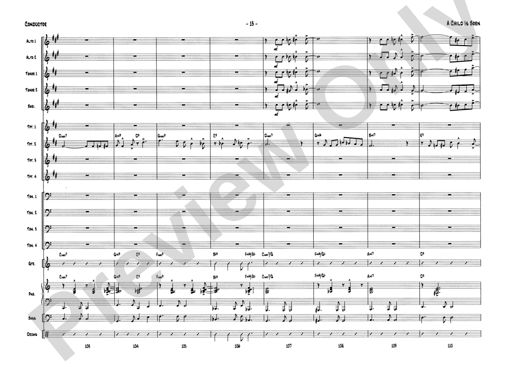 A Child Is Born: Jazz Ensemble Conductor Score & Parts