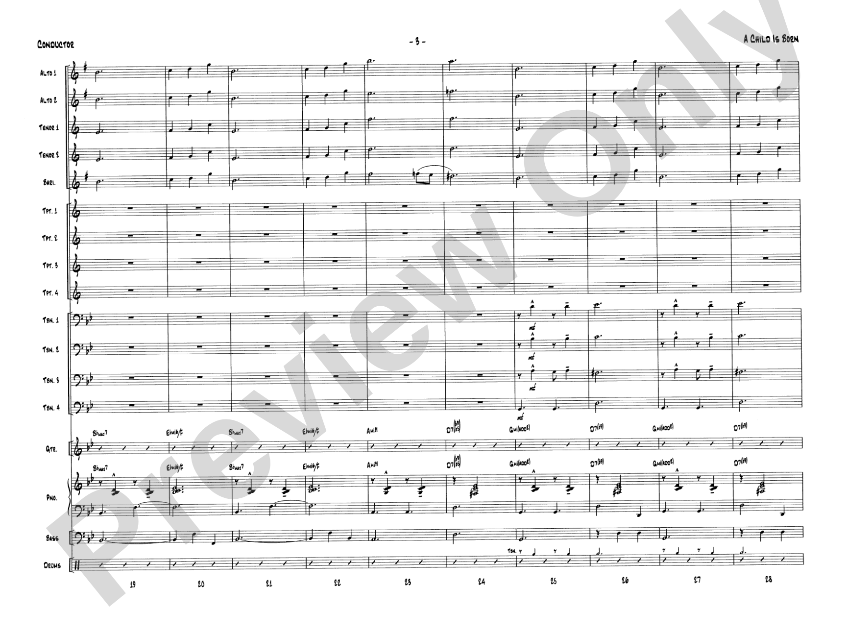 A Child Is Born: Jazz Ensemble Conductor Score & Parts