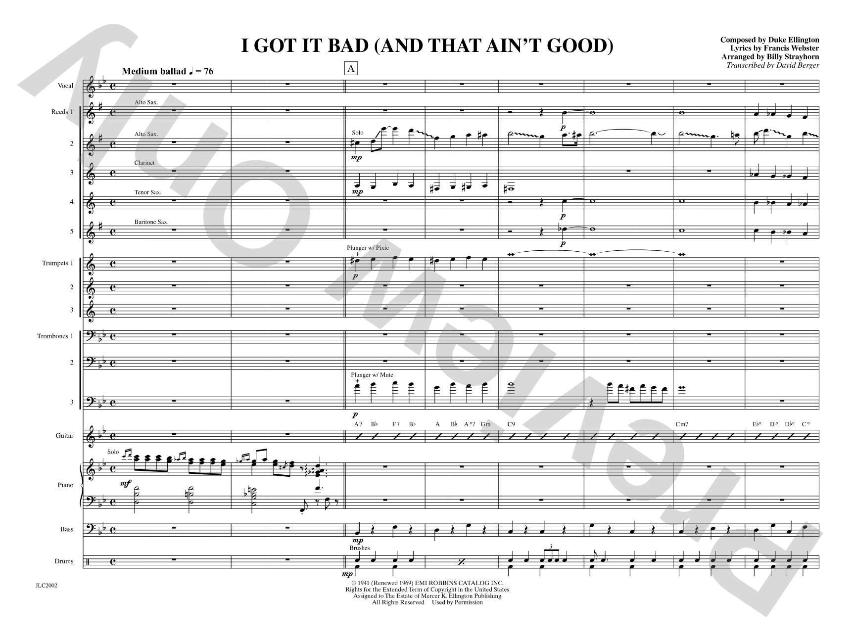 I Got It Bad: Jazz Ensemble Conductor Score & Parts