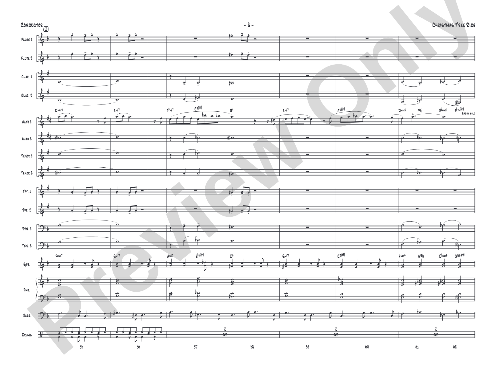Christmas Tree Ride: Jazz Ensemble Conductor Score & Parts
