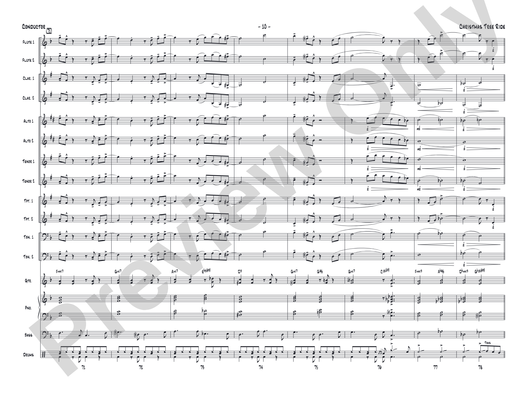 Christmas Tree Ride: Jazz Ensemble Conductor Score & Parts