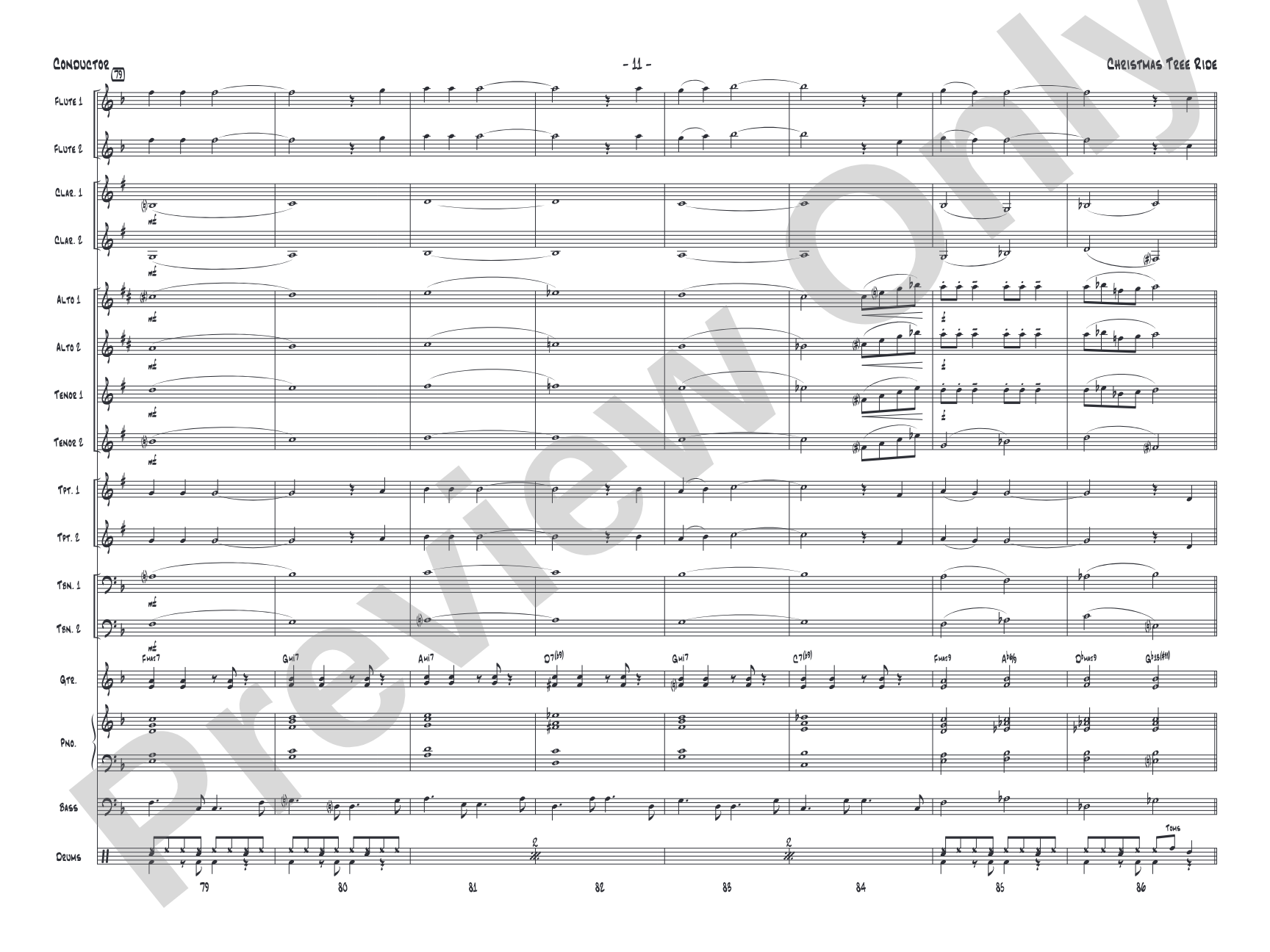 Christmas Tree Ride: Jazz Ensemble Conductor Score & Parts