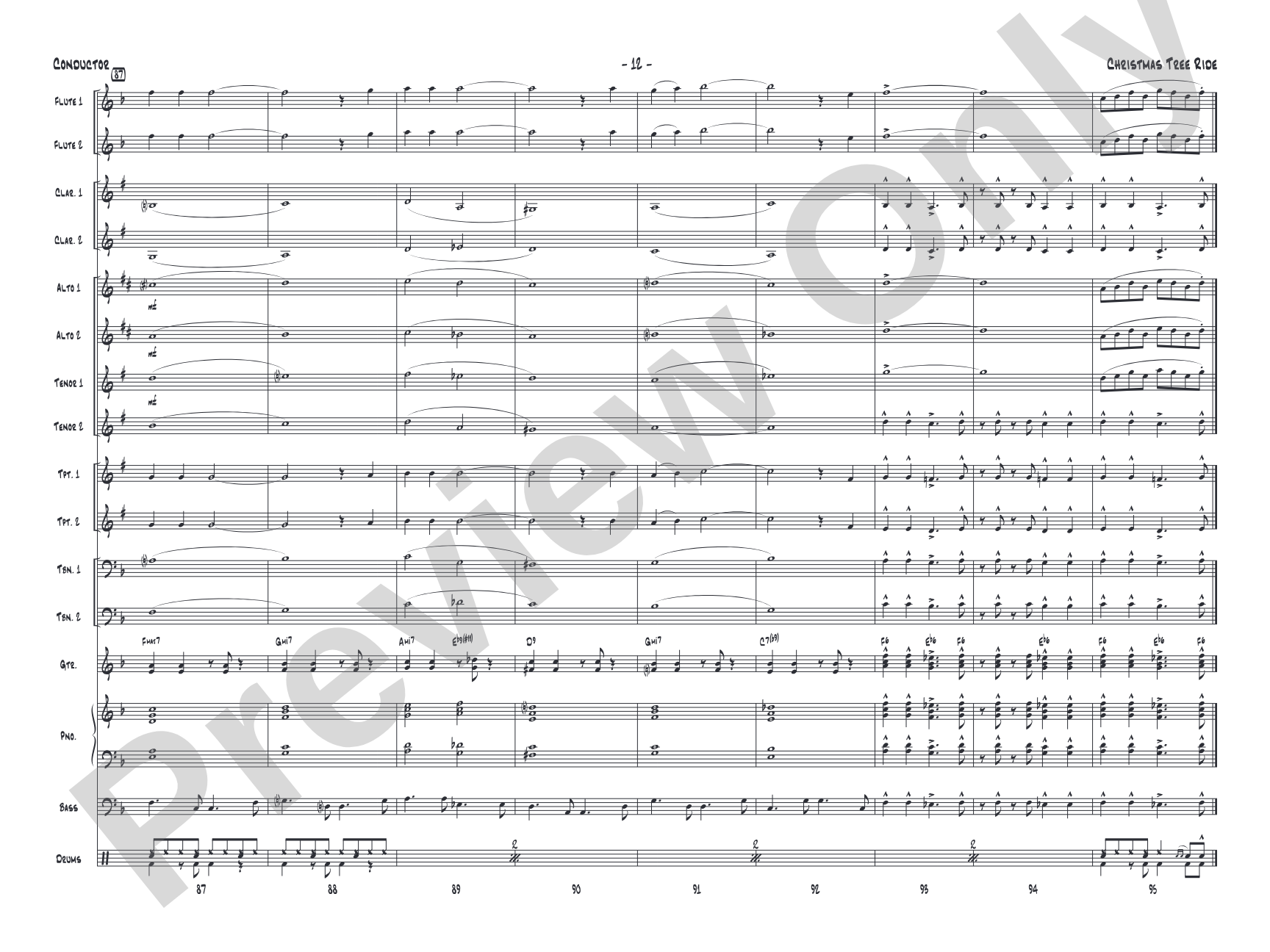 Christmas Tree Ride: Jazz Ensemble Conductor Score & Parts