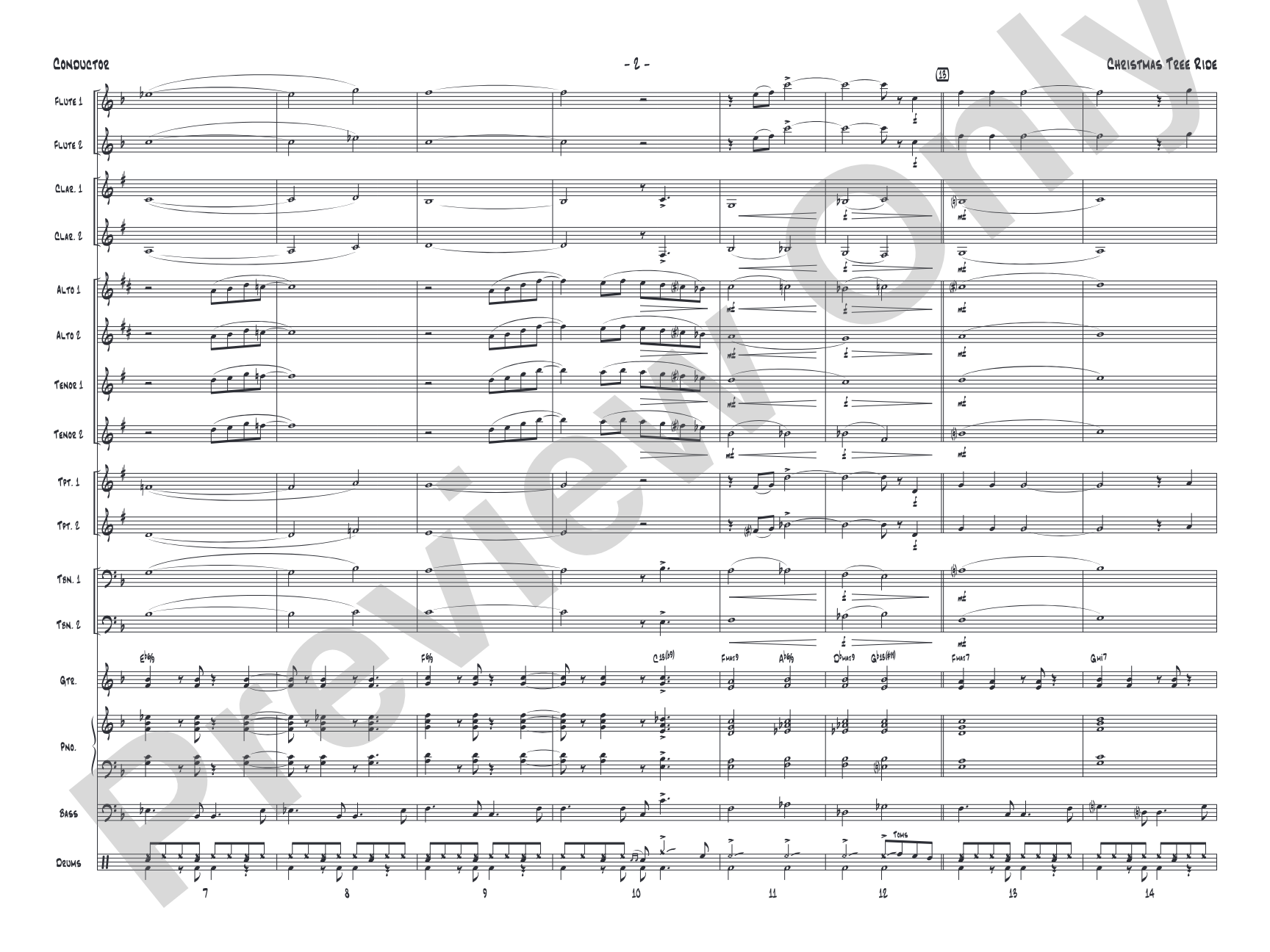 Christmas Tree Ride: Jazz Ensemble Conductor Score & Parts