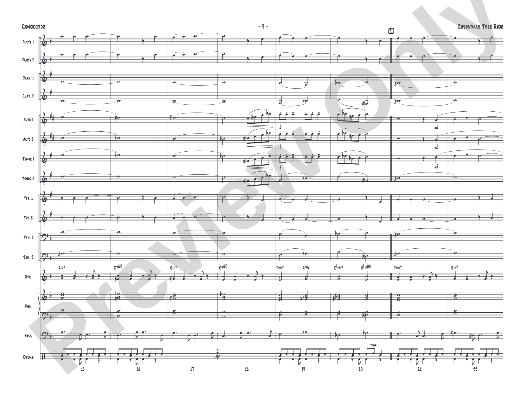 Christmas Tree Ride: Jazz Ensemble Conductor Score & Parts