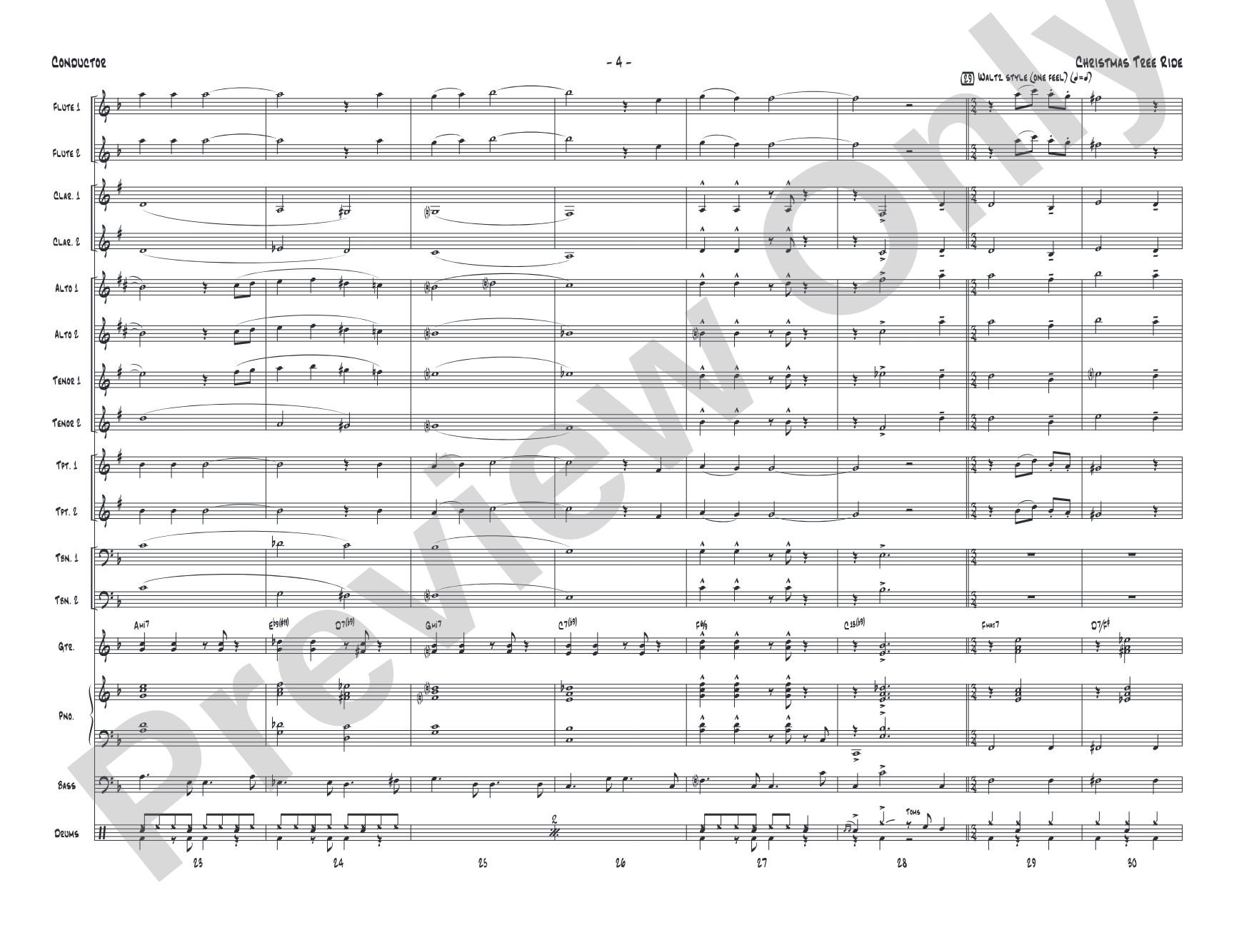 Christmas Tree Ride: Jazz Ensemble Conductor Score & Parts