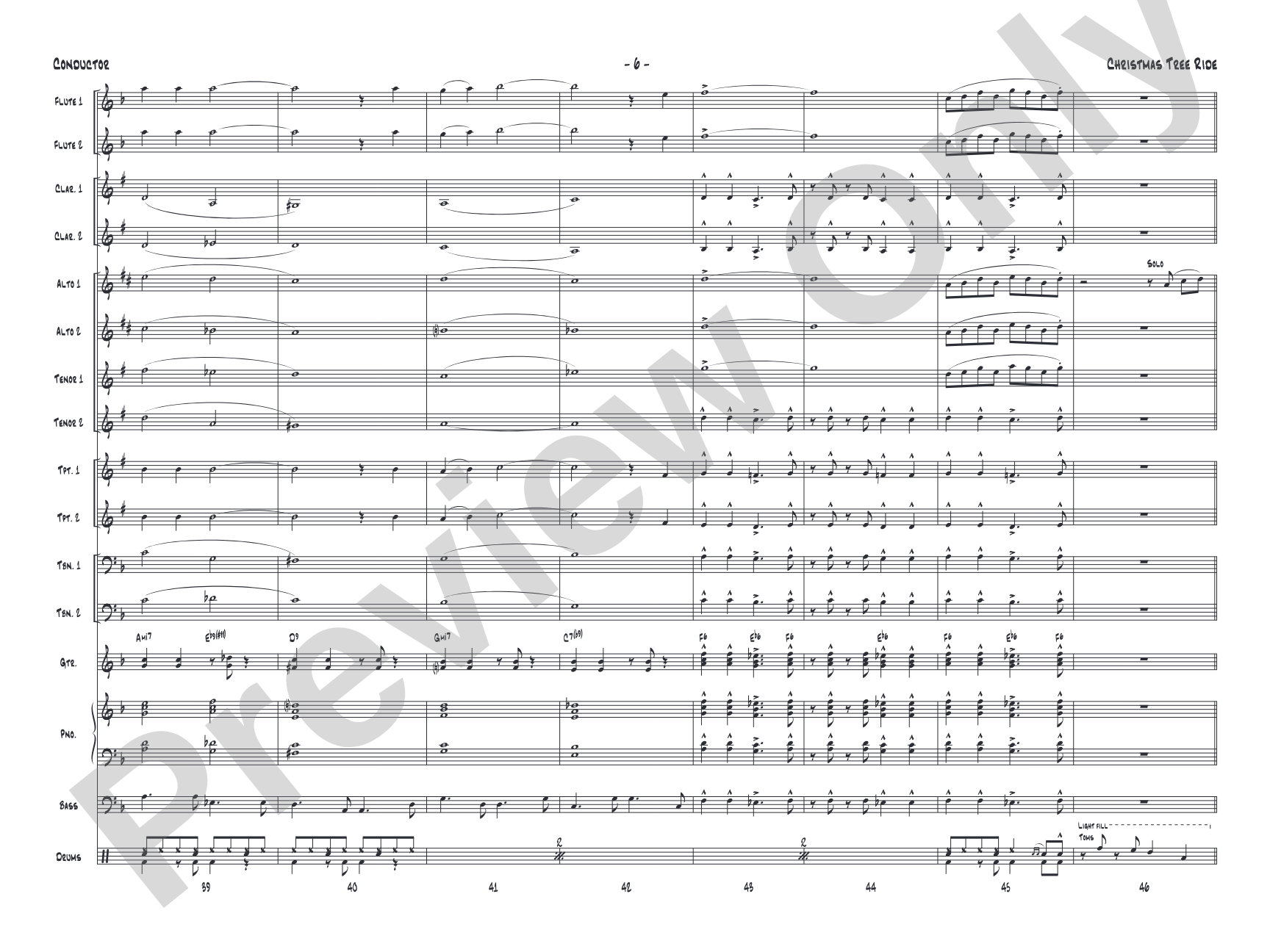Christmas Tree Ride: Jazz Ensemble Conductor Score & Parts