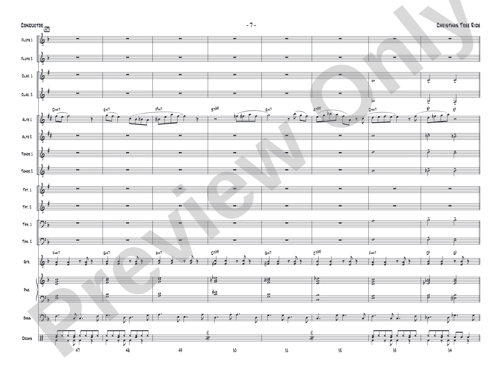 Christmas Tree Ride: Jazz Ensemble Conductor Score & Parts