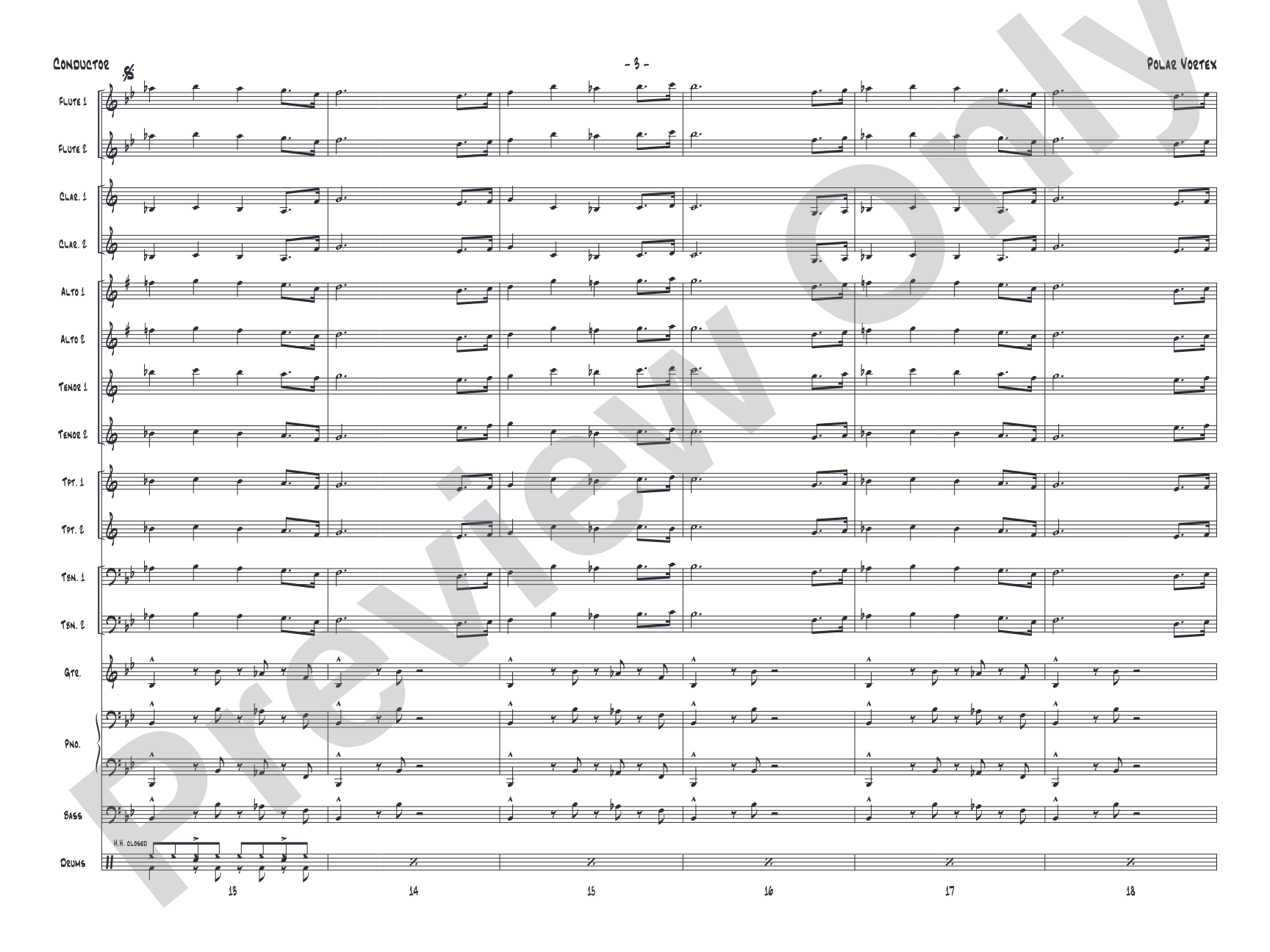 Polar Vortex: Jazz Ensemble Conductor Score & Parts