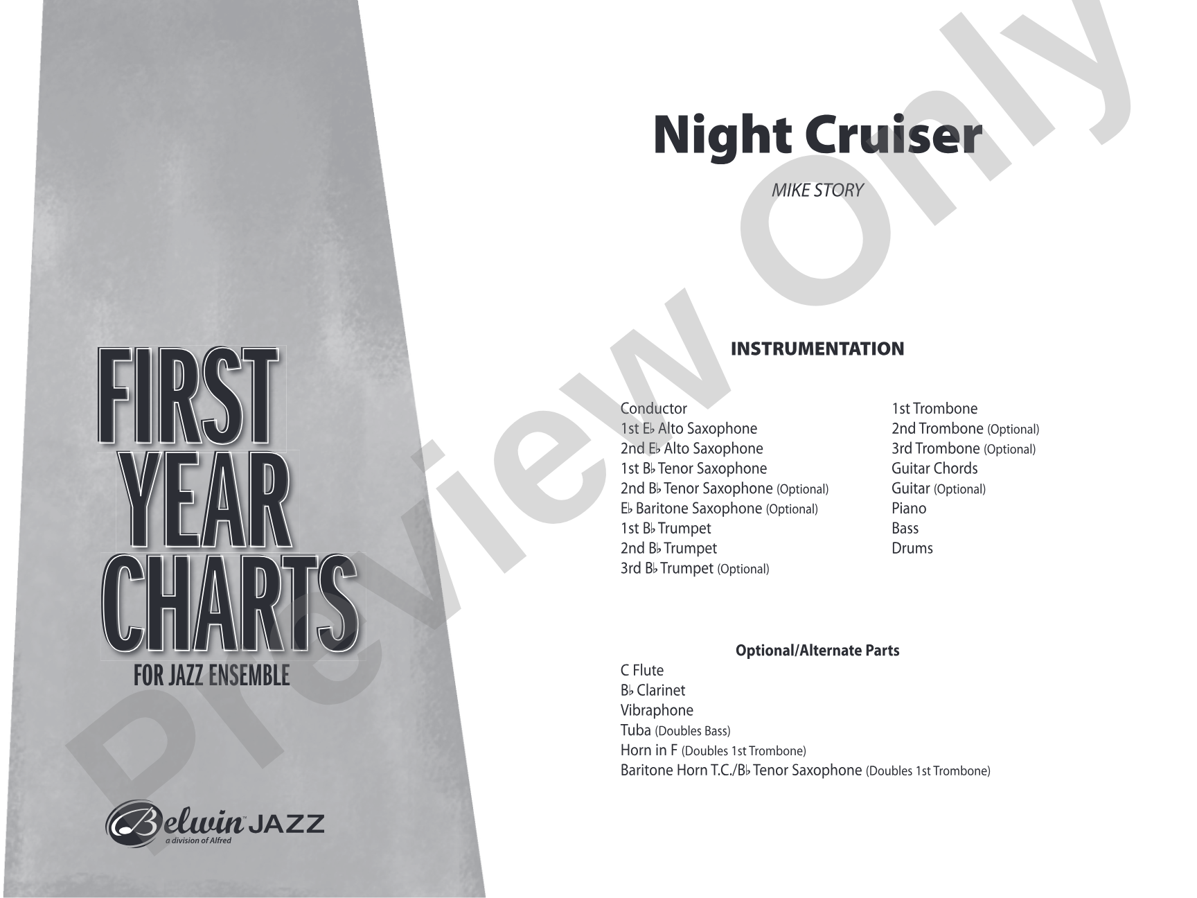 Night Cruiser: Jazz Ensemble Conductor Score & Parts