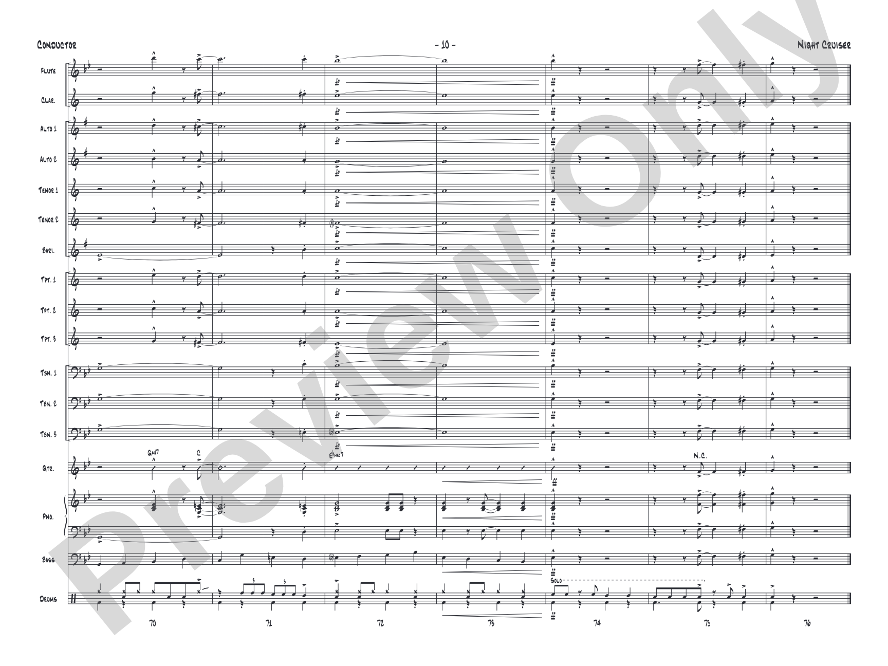 Night Cruiser: Jazz Ensemble Conductor Score & Parts