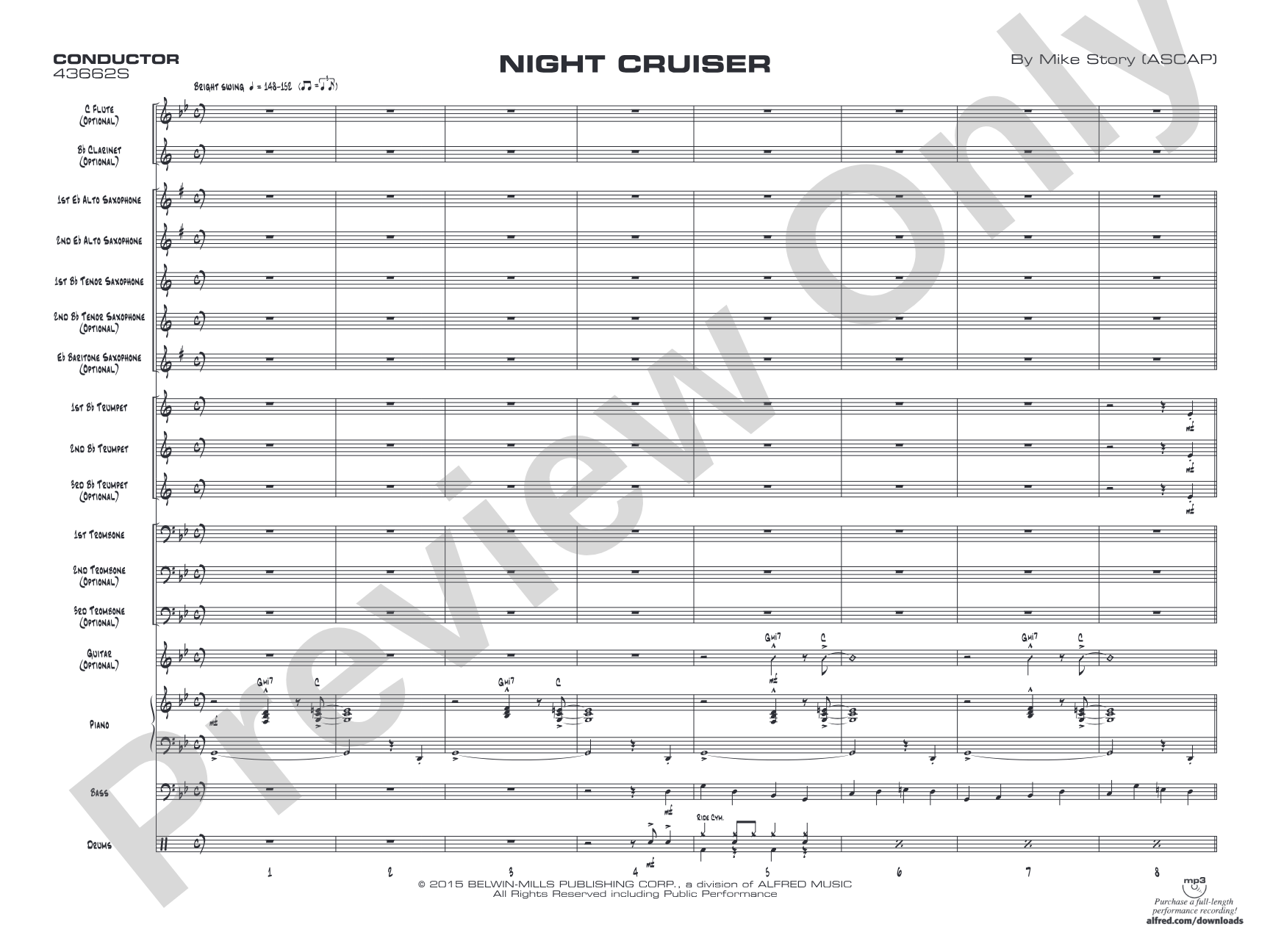 Night Cruiser: Jazz Ensemble Conductor Score & Parts
