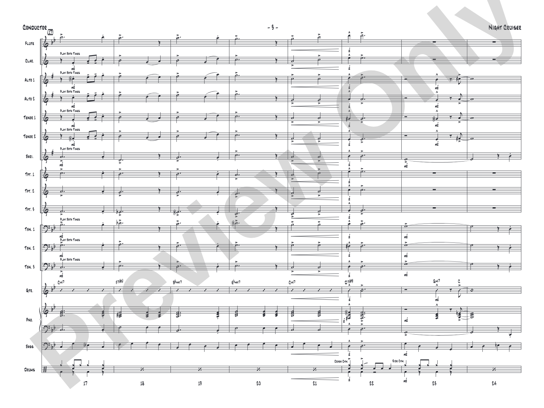 Night Cruiser: Jazz Ensemble Conductor Score & Parts