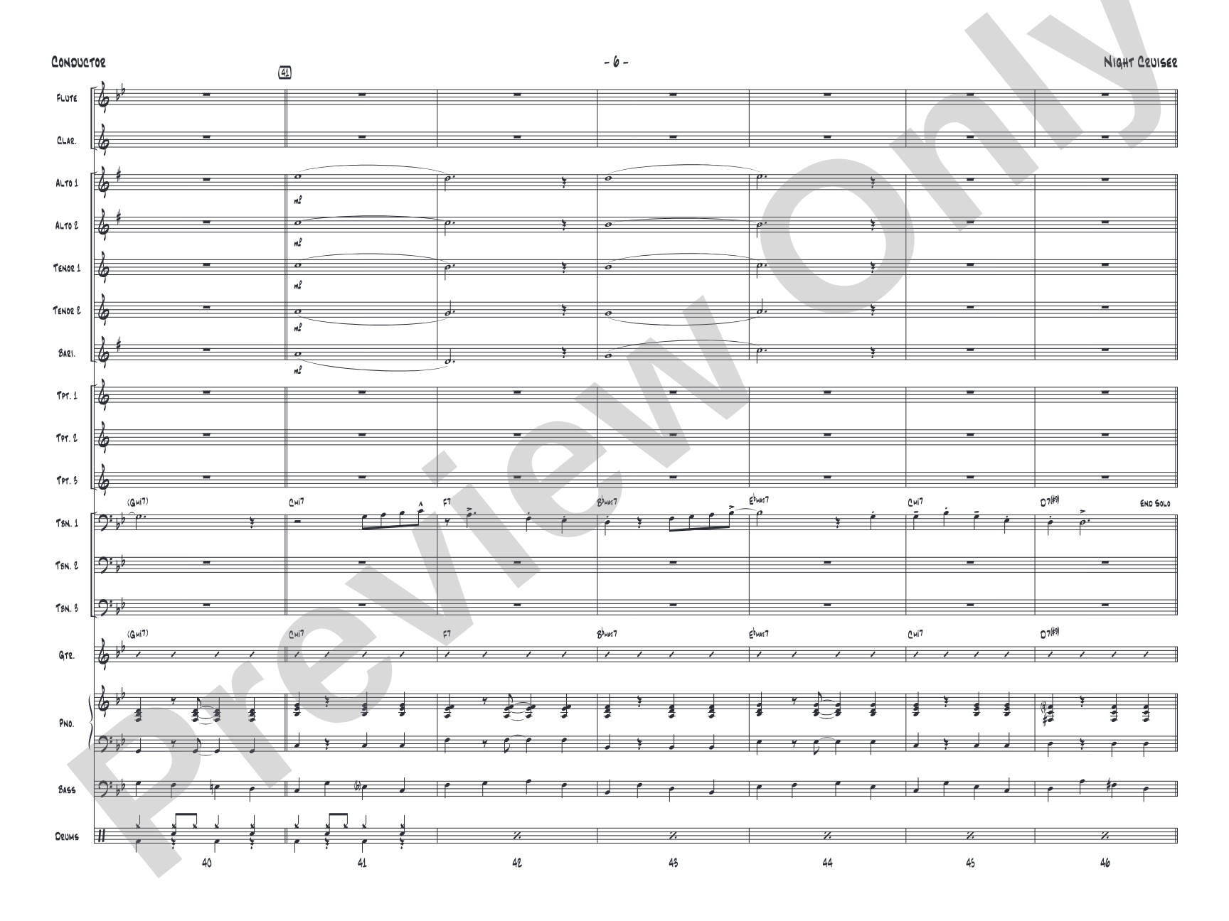 Night Cruiser: Jazz Ensemble Conductor Score & Parts