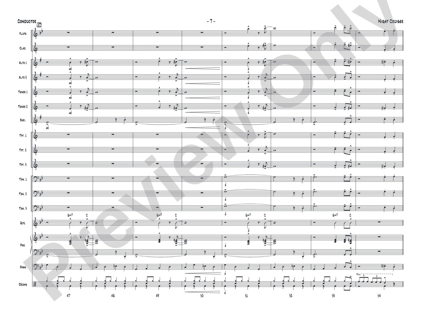 Night Cruiser: Jazz Ensemble Conductor Score & Parts