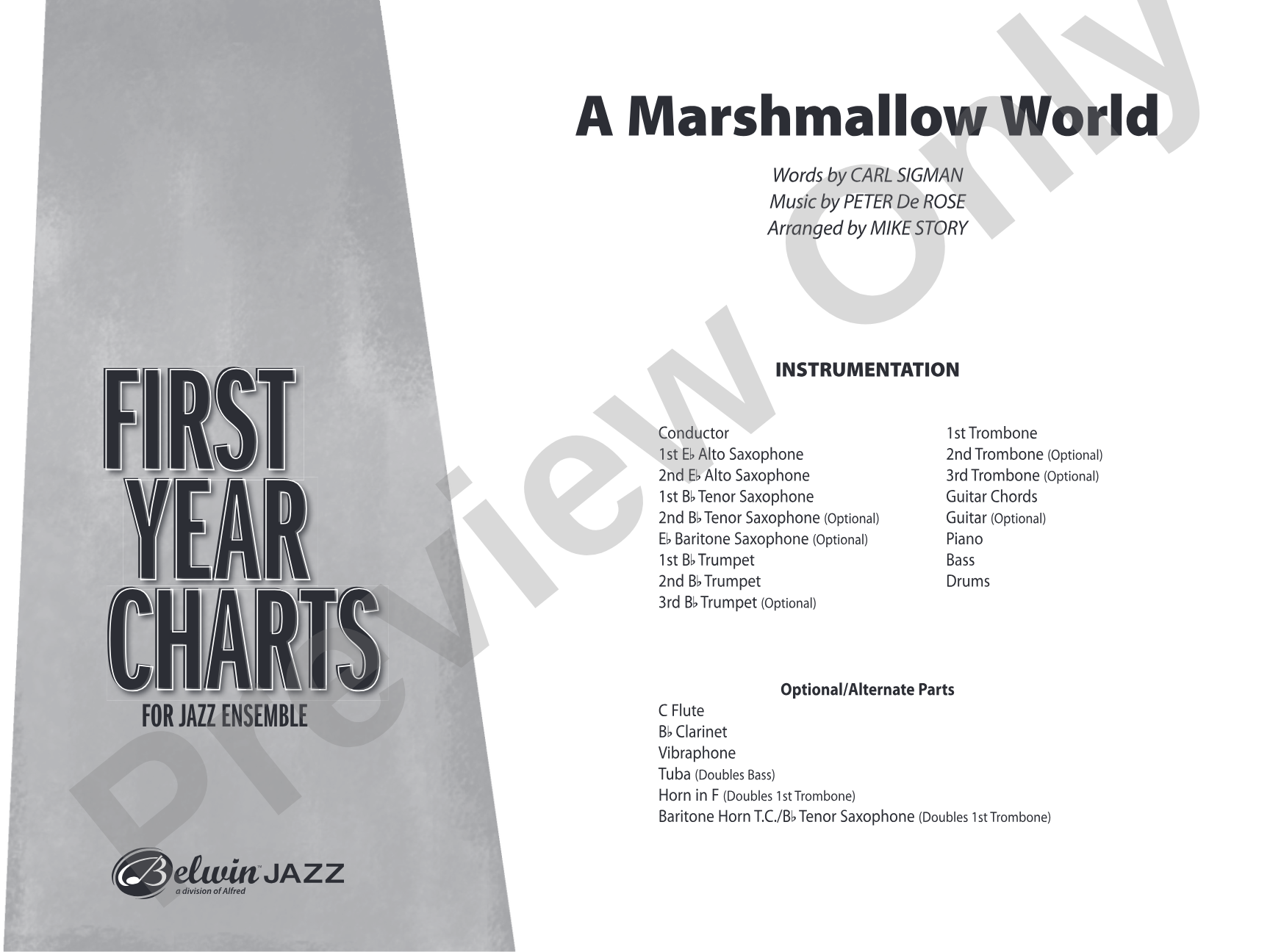 A Marshmallow World: Jazz Ensemble Conductor Score & Parts