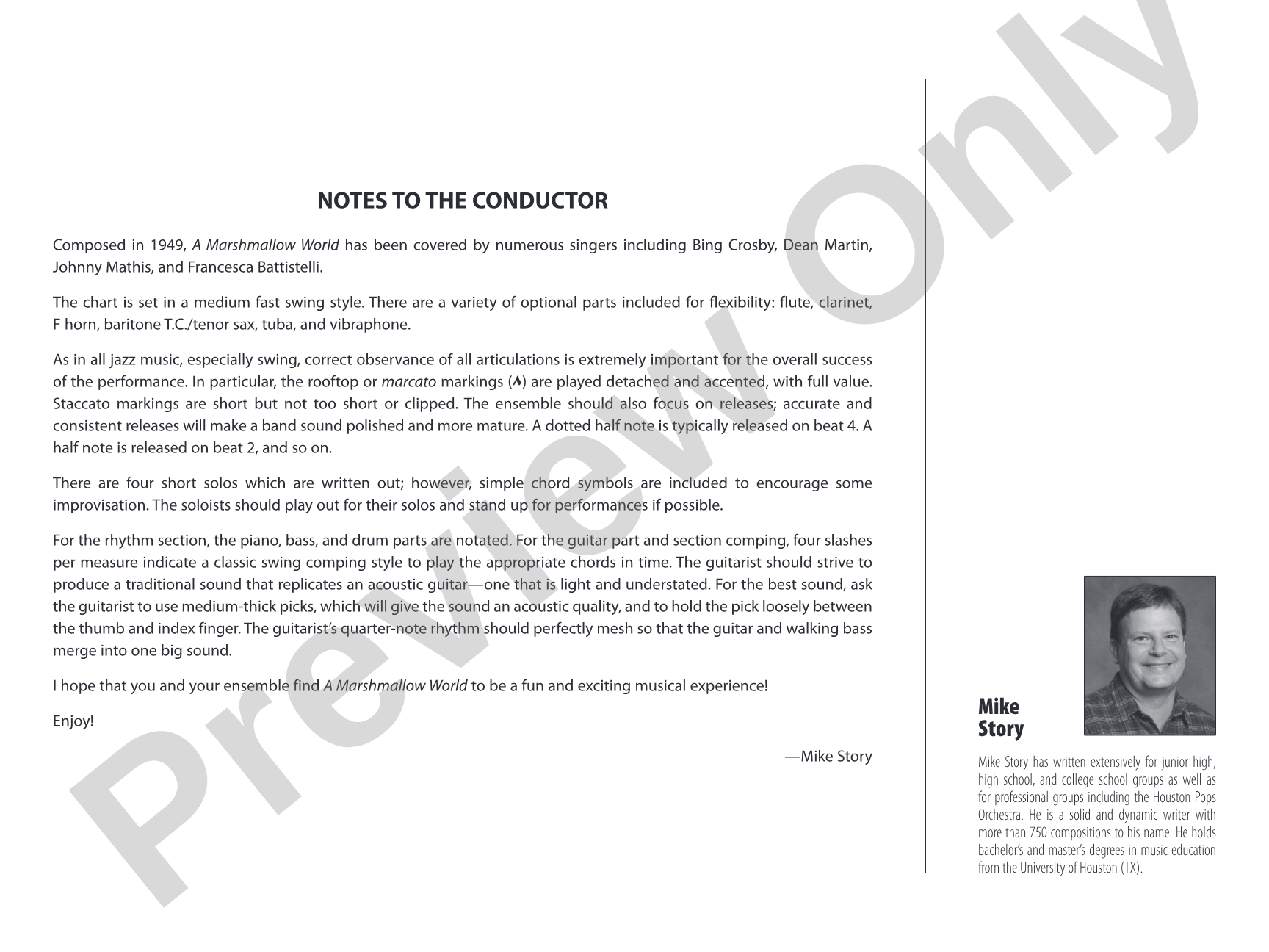 A Marshmallow World: Jazz Ensemble Conductor Score & Parts