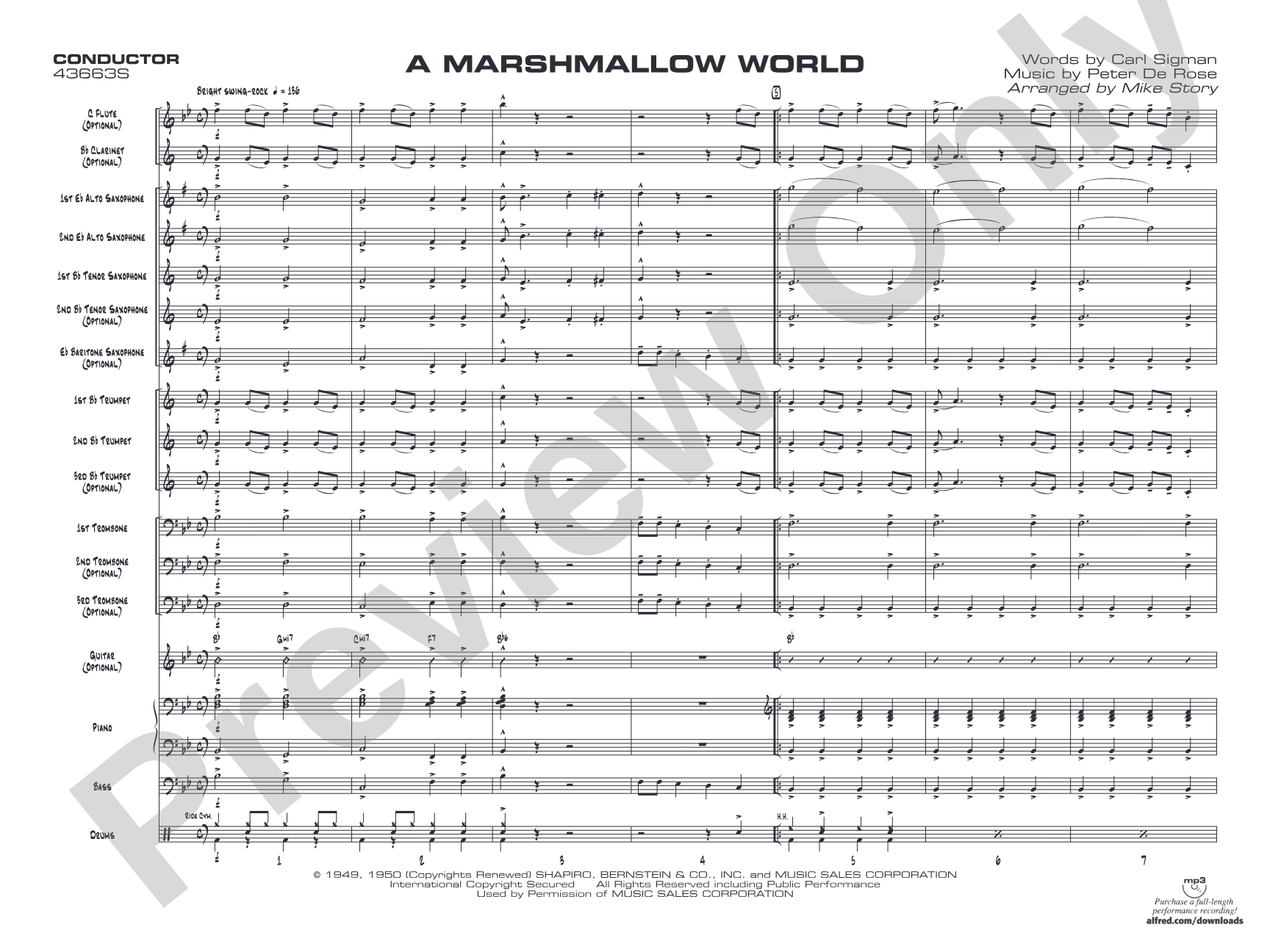 A Marshmallow World: Jazz Ensemble Conductor Score & Parts